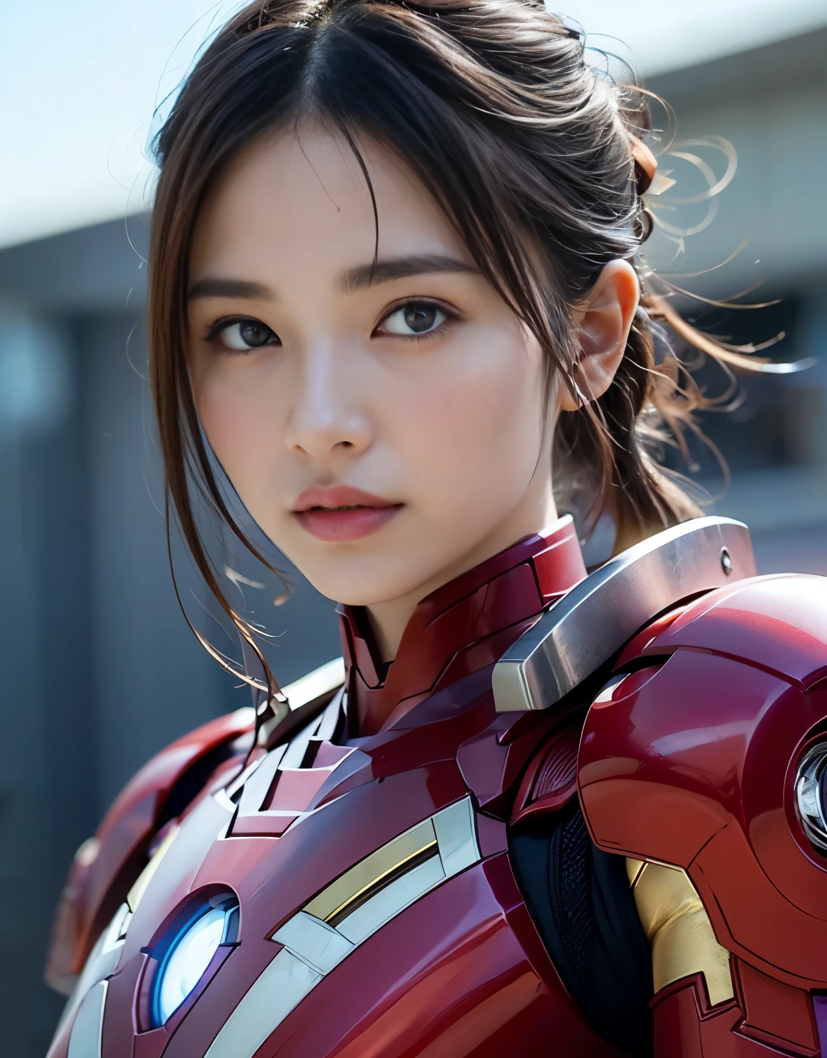 (1 girl)、highest quality、masterpiece、超A high resolution、(Realistic:1.4)、RAW Photos、日本の1 girl、((Cover the whole body,gloves))、Off the shoulder((Pink Iron Man Suit、detailed iron man suit、pink and white iron man suit、Evangelion Style、Plug Suit)、Pink and red interpolated colors、Portraiture、Close-up、Shadow、Octane Rendering、8k、Ultra Sharp、Gymnasium details、Very intricate details、Realistic Light、(Mysterious look)、Shining Eyes、To the camera、Small LED