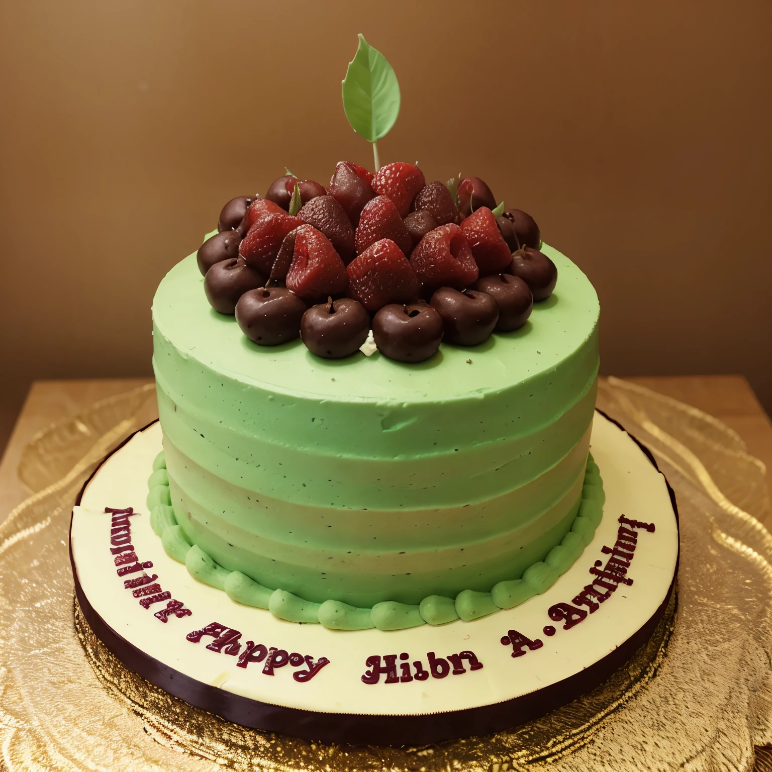 Genrate photo of cake with cocomelon theme and name hiranmayi