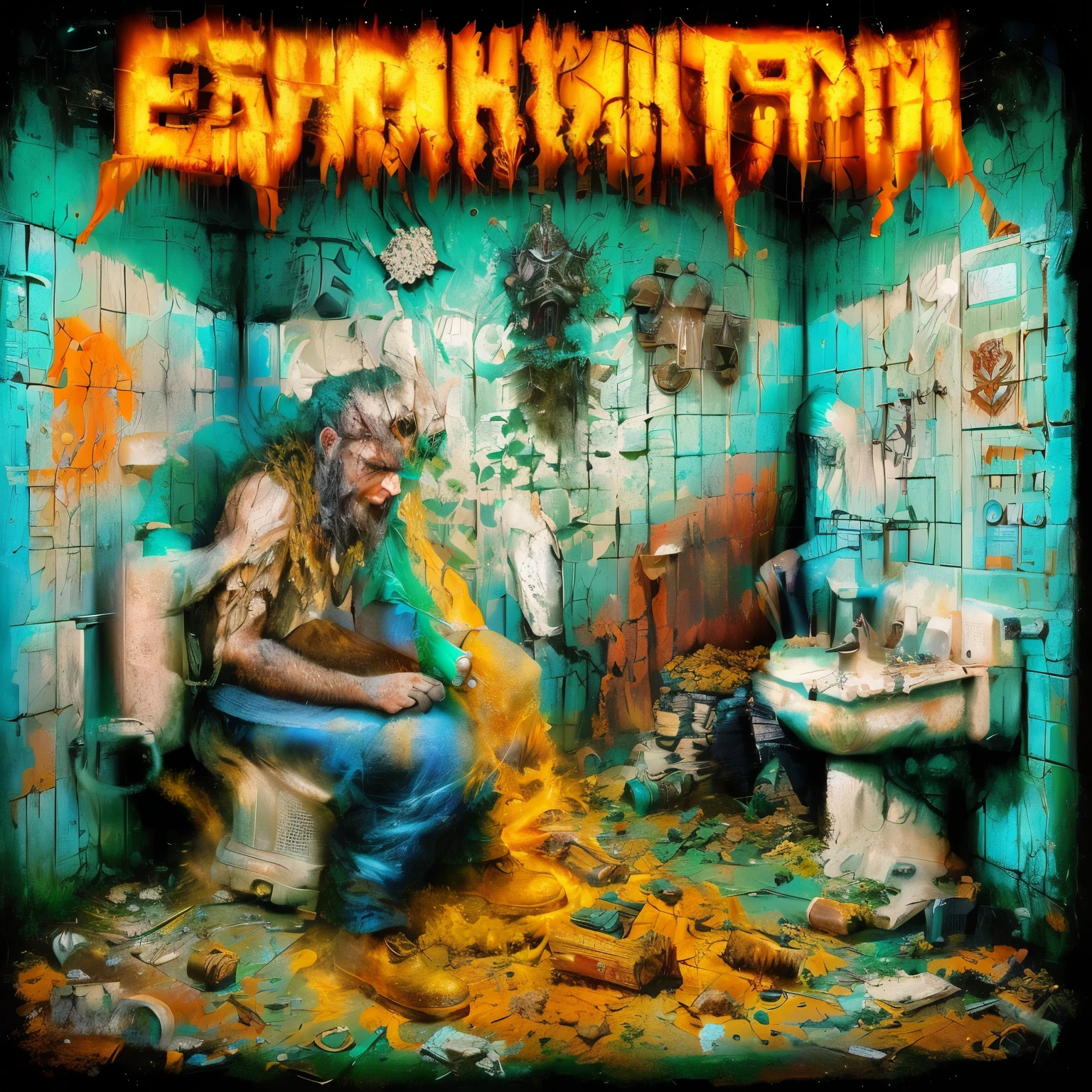 Арафат - cover компакт-диска в ванной, Excrement, death metal cover альбома, album's cover cover, unsanitary, album's coverwork, album's cover, Official registration, shit, metal album cover, hypermaximalism, post apocalypse, cover, brainwashing, apocalyptic infection, cover альбома, thrash metal