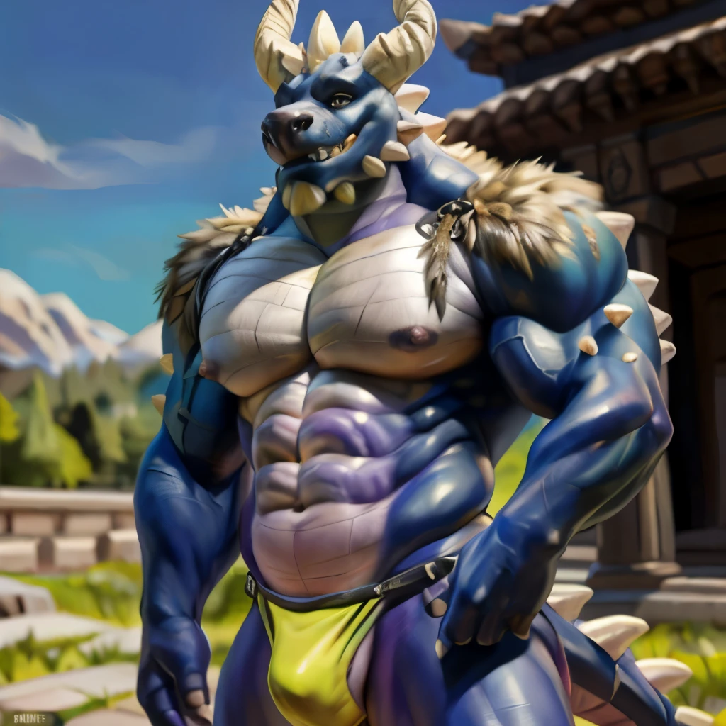 nipples, bubba spyro, blue body, smug seductive face, topless, big bodybuilder body, muscular male, muscular, detailed muscles, detailed fur, bright fur, bright body, detailed face, high detailed, high resolution, underwear, high quality, detailed eyes, detailed background, temple background, detailed muscular abs, huge muscular pecs, huge muscular biceps, thick muscular thighs, anthro, loincloth, male, manly, masculine, full portrait, by bomb, by chunie, by raccoon21, by bruteandbrawn, by personalami, by kenket, (intricate, high detail, film photography, soft focus, RAW candid cinema, photorealism, realistic, photorealistic, analog style, subsurface scattering, best score, absurd resolution, masterpiece, best quality, ultra realistic, 8k)