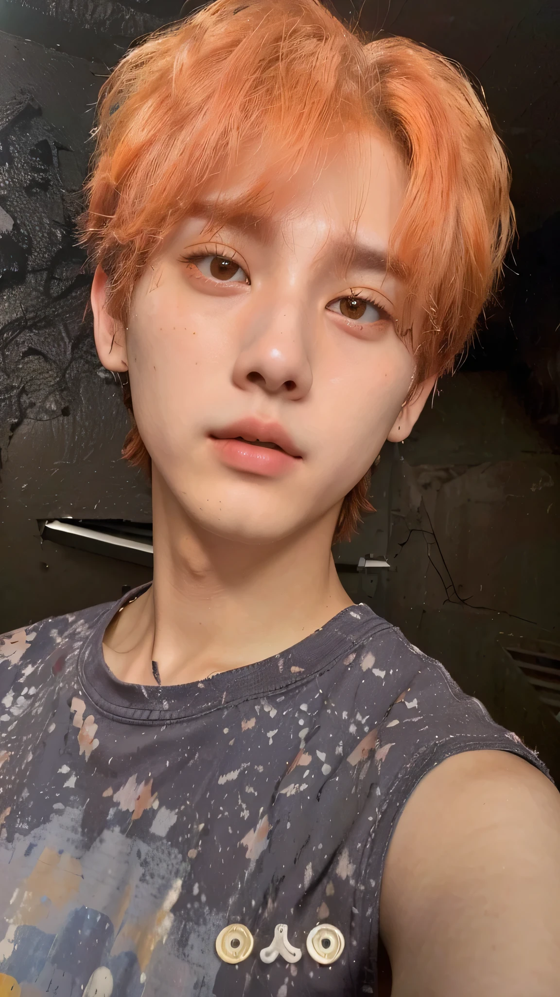 un primer plano de una persona con cabello naranja y una camisa, cai xukun, kim doyoung, jinyoung shin, foto de perfil en la cabeza, Jung Jaehyun, inspirado en Bian Shoumin, hyung tae, ❤🔥🍄🌪, yanjun chengt, con pelo corto, pintar ulzzang, todos del grupo nct, jungkook, aesthetic jinyoung pimple