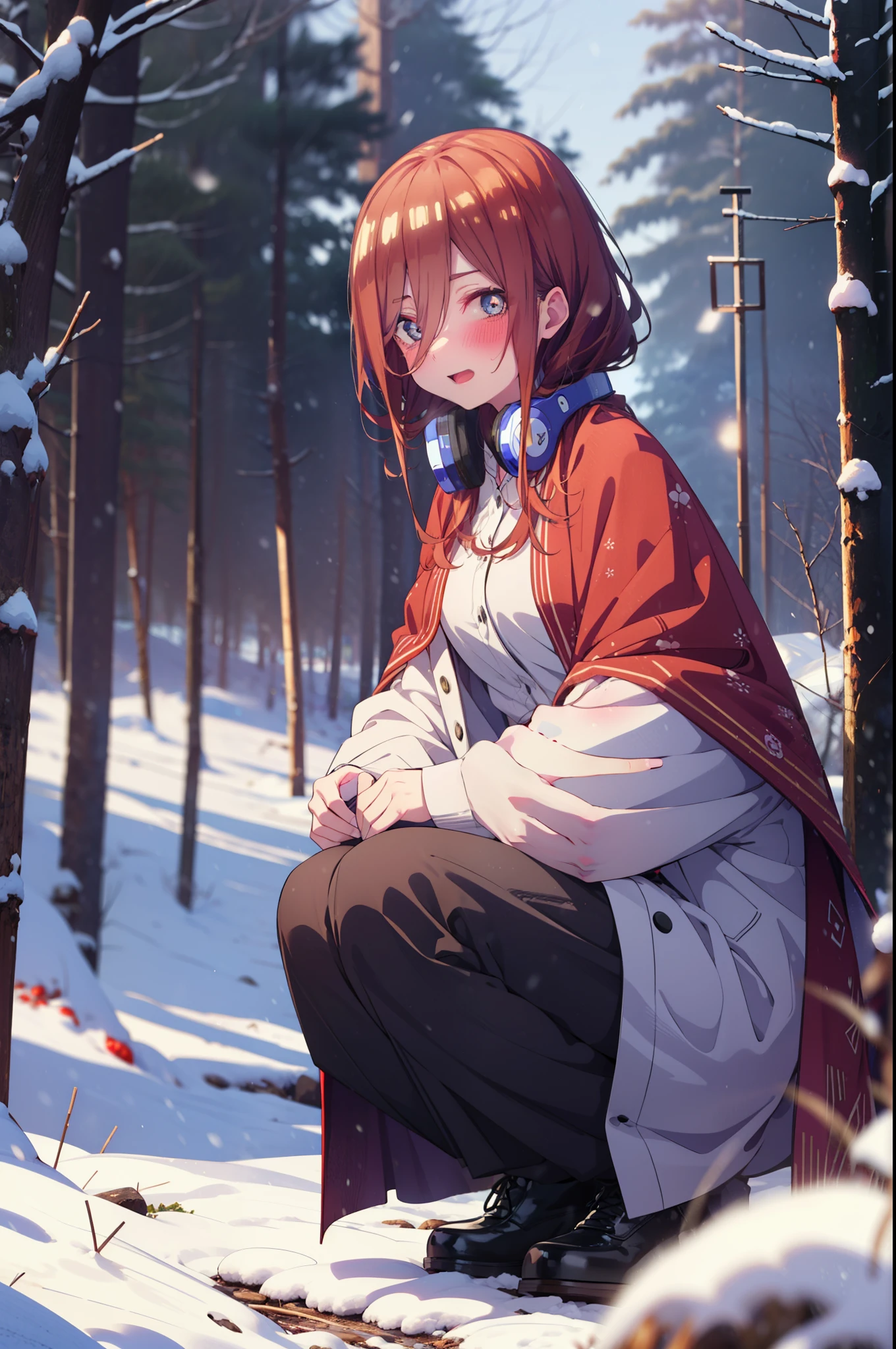 best quality, 4k, high resolution , anime girl , young girl, 24 years old, bangs, long hair, tired face, perfect shot, perfect anatomy, detailed face, detailed eyes, snowy background , mountain range, snow man, tall girl , 2 girls, realistic, 4k , masterpiece , ilustration, digital art, full body, sohryu_asuka_langley, sitting, pov ,solo girl