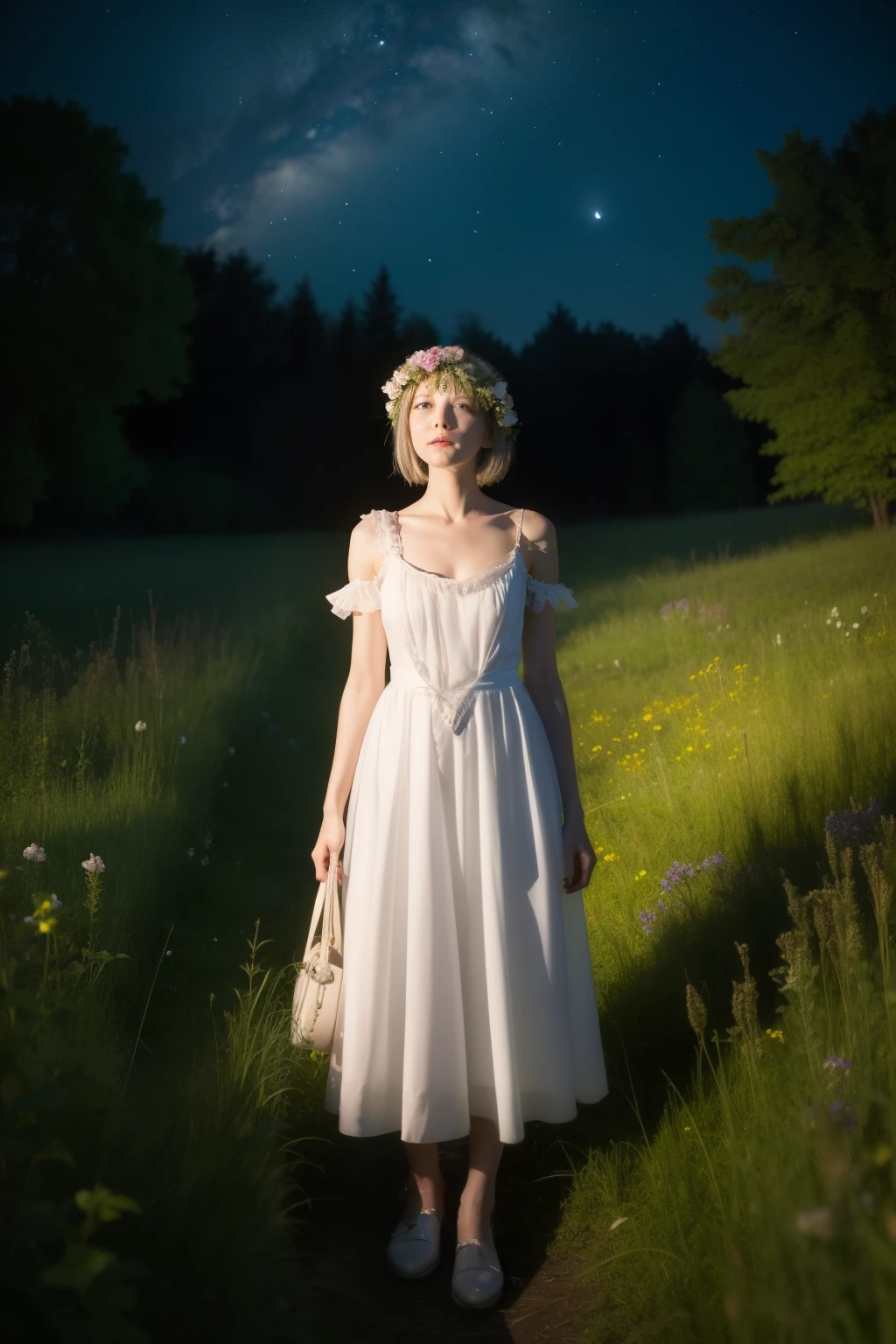 (masterpiece, highest quality),  Absurd, View Viewer, alone, Rita Rossweisse ,(A Midsummer Night&#39;s Dream), Rita Rossweisse, shirt, pantyhose, Red Rose, Red eyes, Blonde Hair, Long sleeve, Mole under the eye, Hair on one eye,  frilled shirt, white shirt,  Captivating smile,  (Ulzzang-6500:0.8), Long Hair, Day, 屋外  black pantyhose,