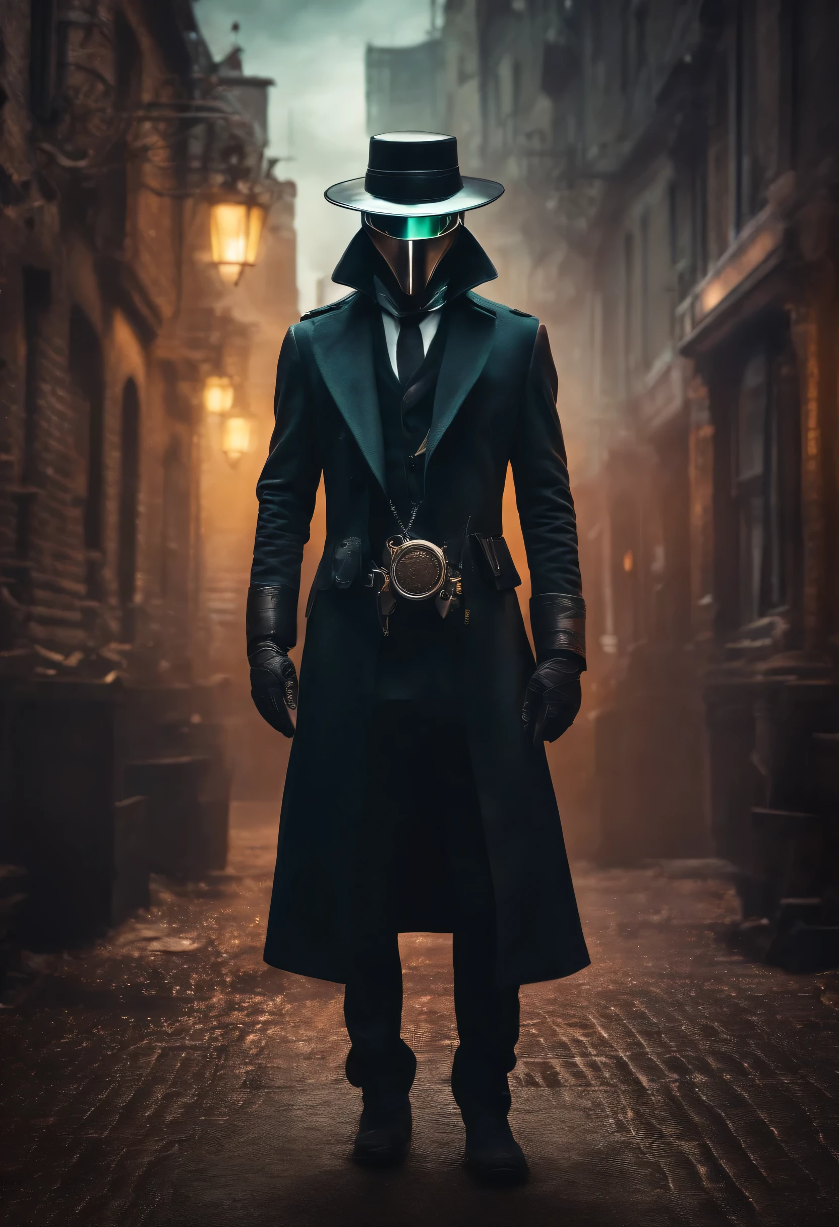 plague doctor cyberpunk style tinkering with pohotoshop