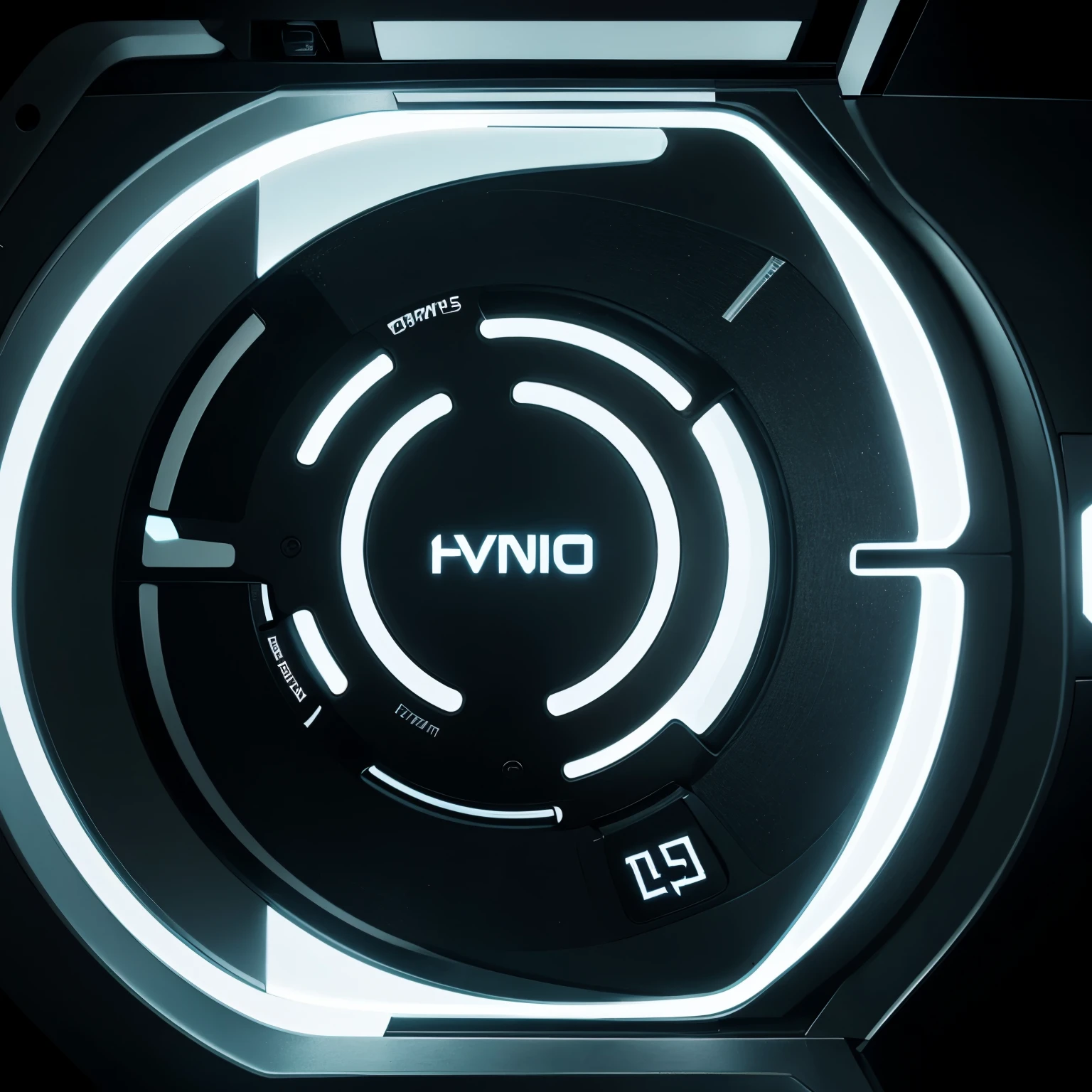Kpop group logo that says “HVNTERS” with futuristic and minimalist metal typography, con fondo negro plano