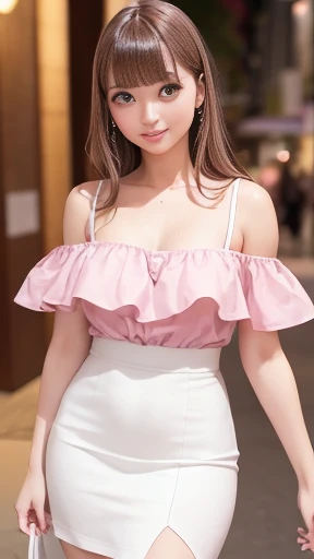 1girl, (clean appearance, radiant sense of happiness), (Adorable and sexy appearance:1.2), open mouth slightly, (big round eyes:1.2), (extremely detailed beautiful face), (Short pink knit dress with open chest), (bare shoulders:1.3), (Best Quality:1.4), (Ultra-detailed), (Ultra realistic, photo-realistic:1.37), beautiful fair skin, extremely detailed CG unified 8k wallpaper, raw photos, professional photograpy, cinematic lighting, (pink rose garden:1.5), (Surrounded by so many pink rose:1.5), (Feeling happy, rose bouquet), (sitting, pink flower bench), spread legs wide open, (rose panties), Inner thigh, Staring at me, fashionable, trendy, Clear skies,