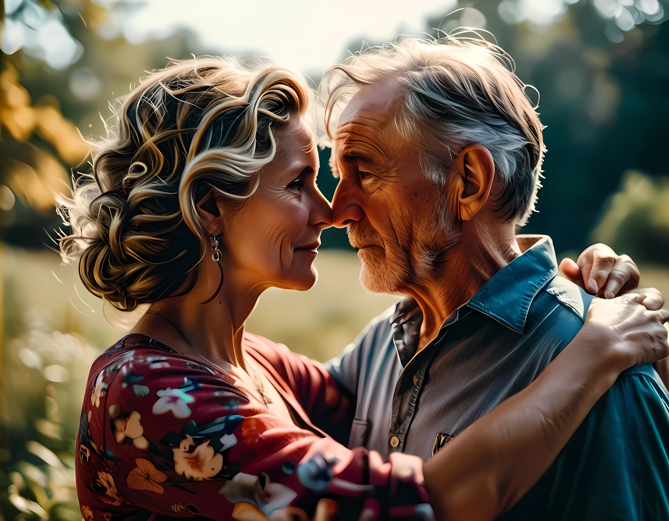 an old man looking at a picture from an album of his old wife, dynamic range, ultra wide shot, photorealism, depth of field, hyper realistic, there is a sense of longing, love, and touch of romance,