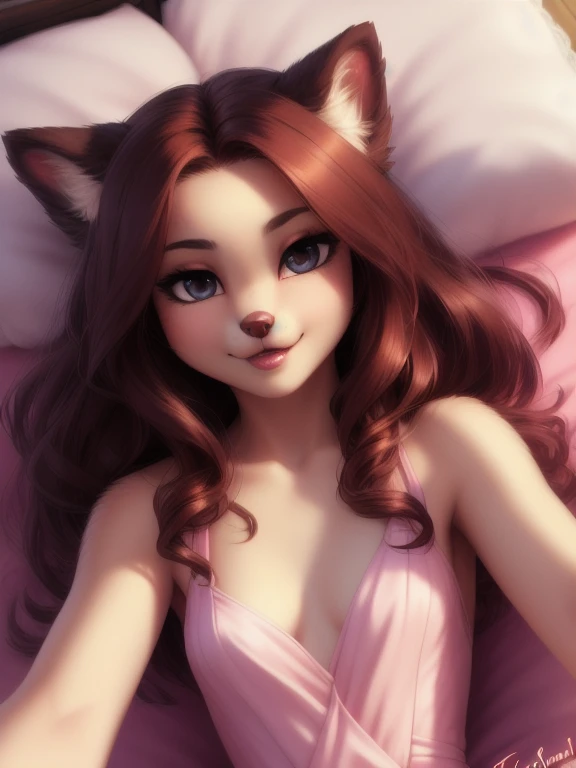 (source_e621), A beautiful and detailed (sweet portrait), ((anthro domistic dog)), anatomically correct, Schlank, small breasts, Hochgeladen E621, detailed flauschige fur, (von Fluff-Kevlar, Bayard Wu, personalami, Pino Daeni), 1girl, skin tight dress, adorable , facing viewer, bed, missionary position, 1girl, realistic, ultra sharp image, view from above, (solo), first person view, cleavage, masterpiece, lying on her back, (lips), teeth, perfect eyes, bellybutton, absurd resolution, ager, longing gaze, beautiful hair,