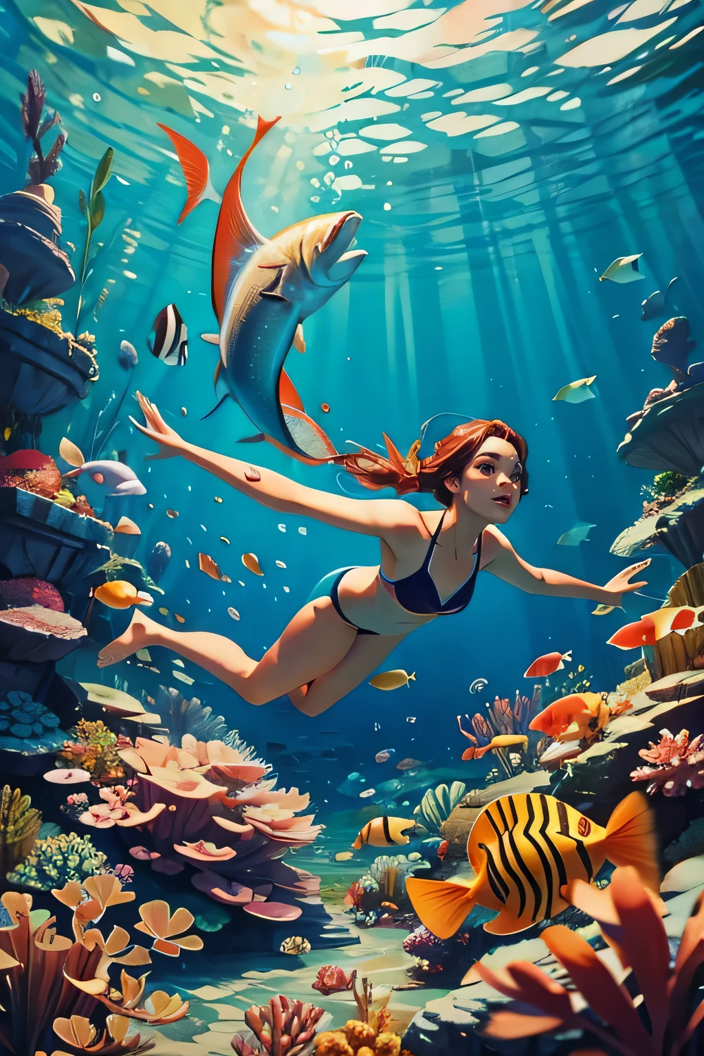 swimming with fish