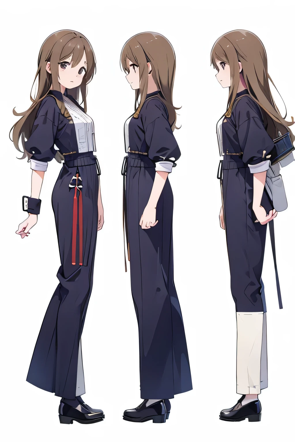 Character Sheet、 White Background、Front face、profile, No background、Full body front、Whole body side