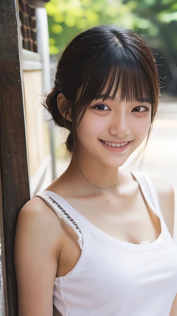 Japanese、18-year-old、Very slim、((Smiling))、Summer clothing
