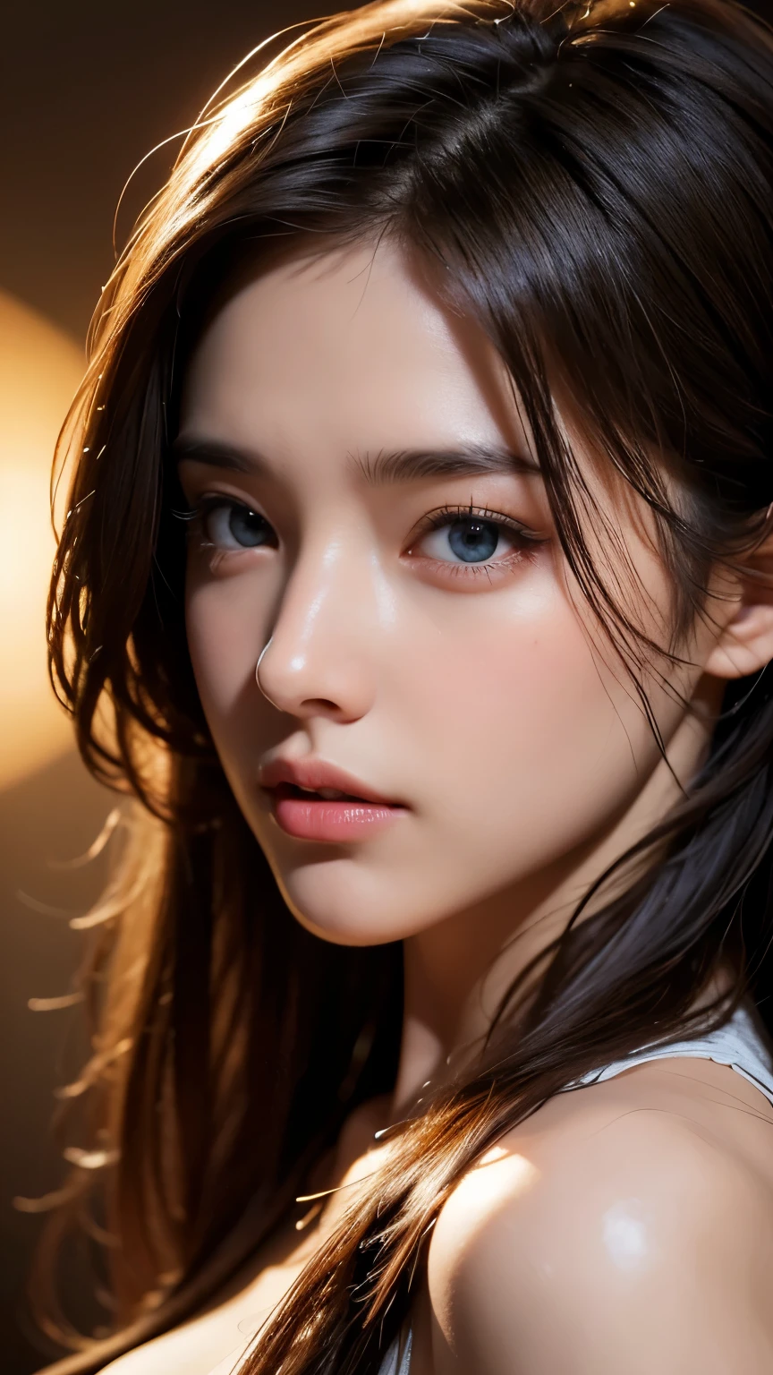 High-quality work,Realistic works,Super premium graphics,8K HD CG works,high quality graphics,High-definition and exquisite CG works,10x pixels,Ultra-fine details:1.1,Advanced technical details:1.1Realistic photo effects,Interior lighting effects:1.5,natural soft light:1.5. Light effect(Virtual light effects:1.8),ultra high resolution,Clear eyes,Double eyelids look good, pretty face, The face shape is perfectly proportioned, hyper photorealism, Cinematic lighting, projected inset, surrealism, Masterpiece, Realism,Amazing Cleavage,