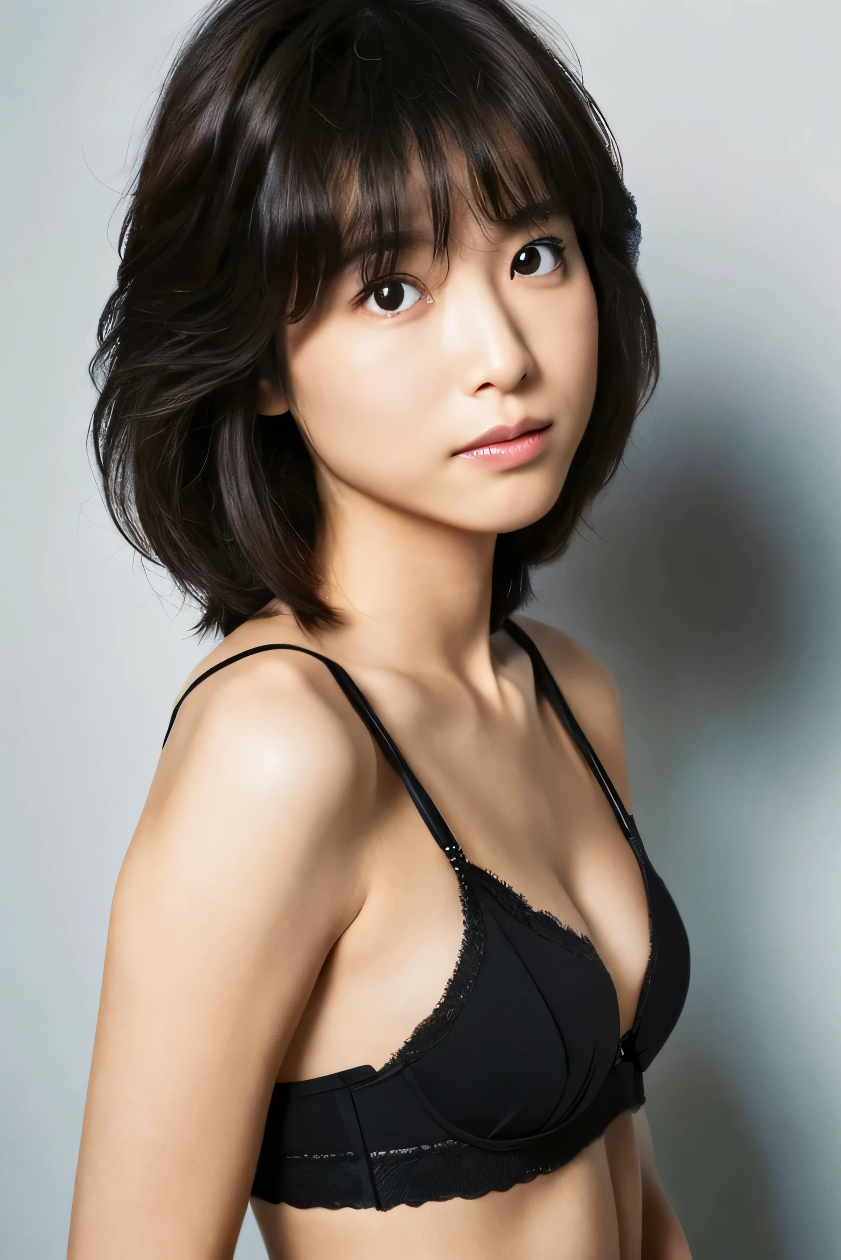 (Highly realistic photos, High resolution, Detailed face, fine grain)Black underwear, Skinny Japanese woman, 30 years old, Cute Face, various expressions, alone:1, Nice body, Slim figure, Mr..々Hairstyle, Very small waist