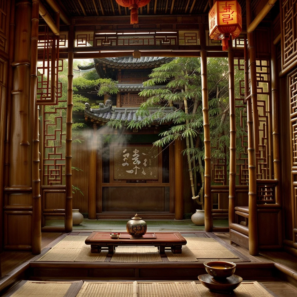 Traditional Chinese Ancient Tea House 
1. Step into the tea house nestled among bamboo groves.
2. Feel the balance and symmetry in the architecture.
3. Breathe in the natural scents of wood and stone.
4. Sip your tea mindfully, embracing the Zen aesthetics.
5. Engage in quiet conversation, surrounded by history.

Immerse yourself in the timeless allure of Chinese tea! 🌿🏯
