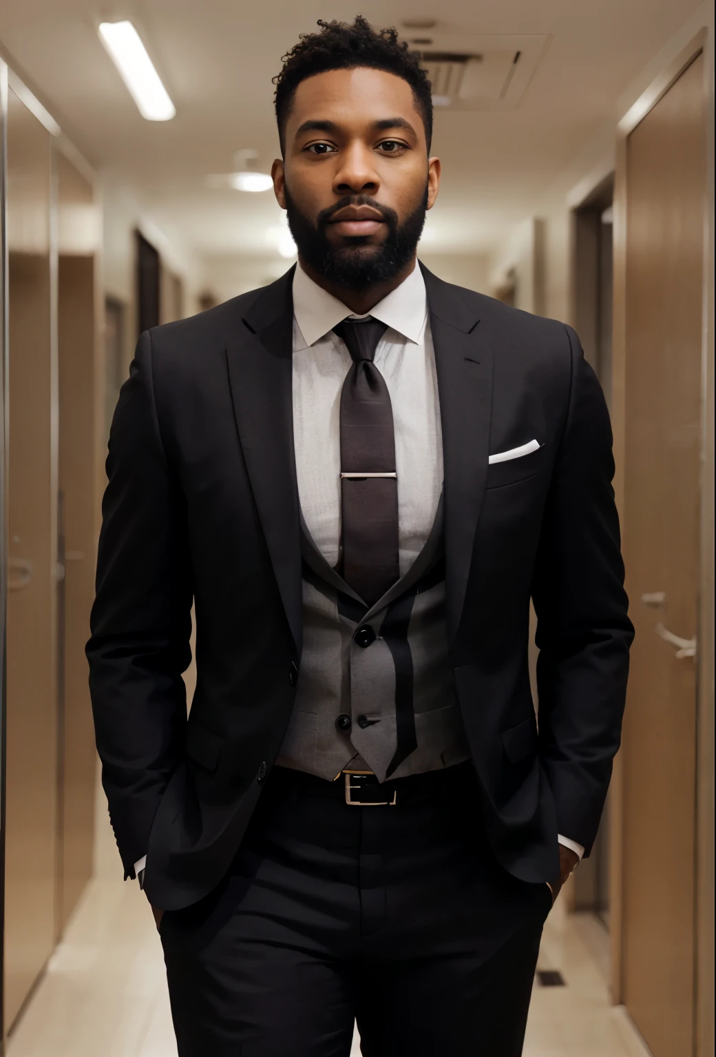 Bearded black man in suit black