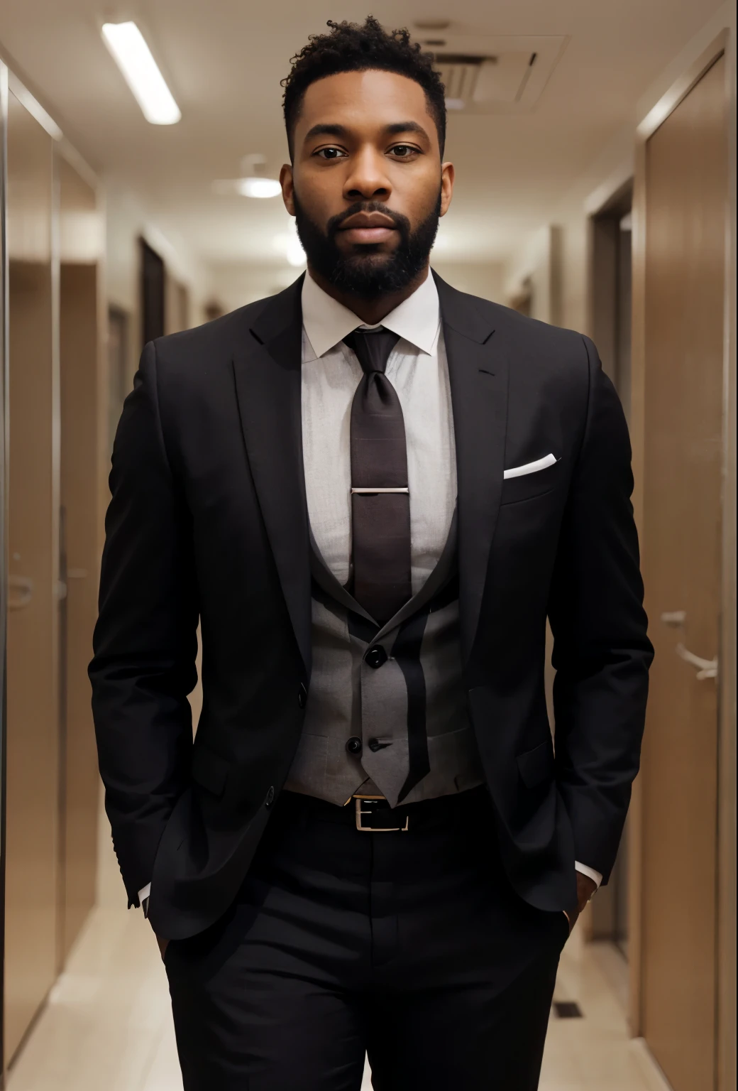 Bearded black man in suit black