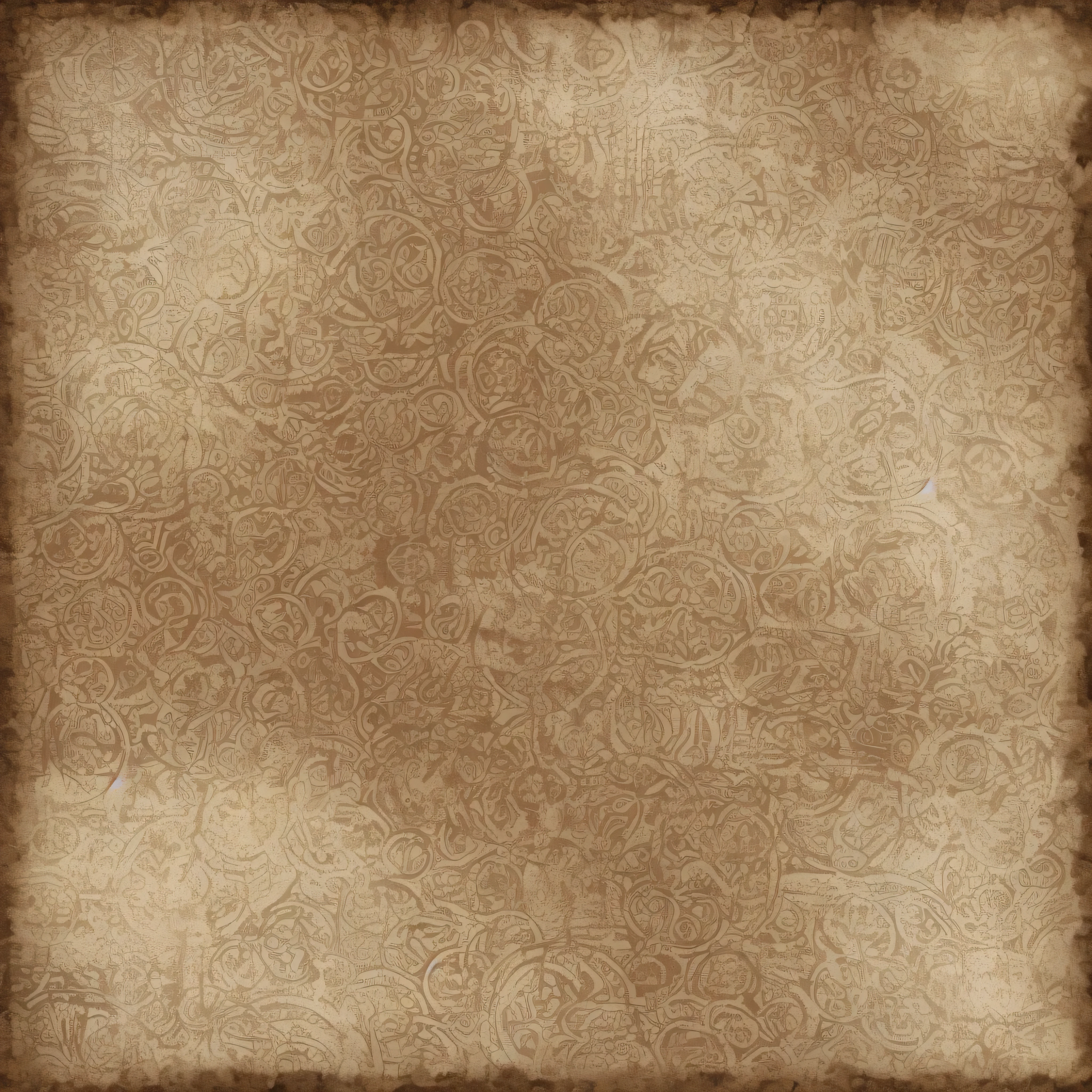 Create a vintage and clean print old paper texture background with letters, in sepia light tones, grunge in the boards, destroyed.