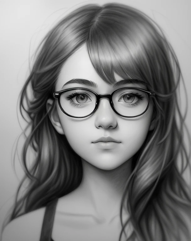 ((High quality, masterpiece:1.4)), 1 girl with aesthetic small breasts, ((Upper body)), portrait sketch, messy drawing, messy charcoal spots, unfinished sketch, sketchbook charcoal style drawing of a woman, sketchbook drawing, sketchbook, beautiful hair, medium tousled dark hair, ahoge, Beautiful round face, Cute symmetrical face, symmetrical dark eyes, glasses with lenses ((paper material background)), realistic charcoal lines, imperfect drawing, charcoal crumbs, charcoal lines, flaws