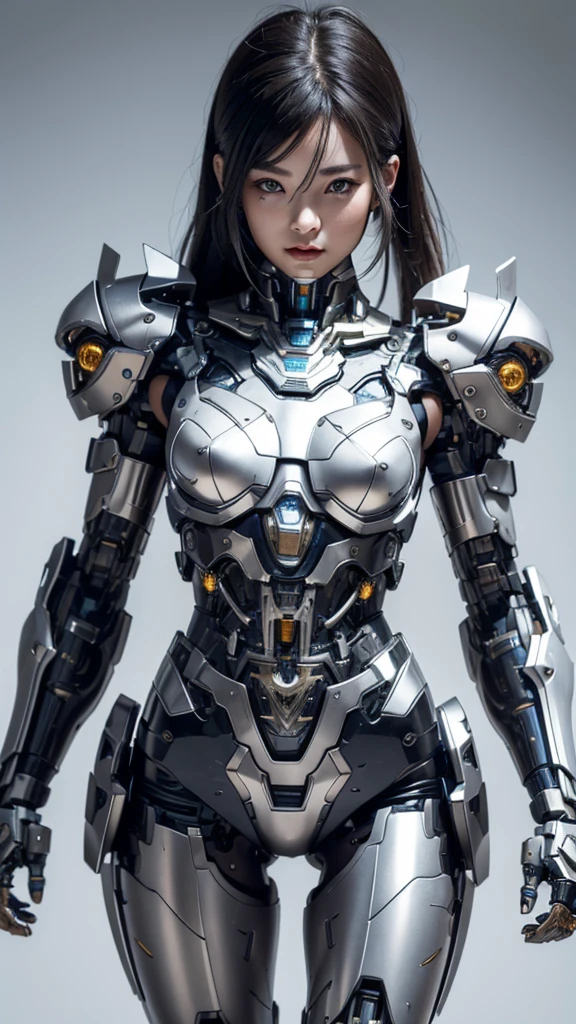 Textured skin, Super Detail, Attention to detail, high quality, 最high quality, High resolution, 1080p, hard disk, beautiful,(cyborg),(Prototype),beautiful cyborg woman,Mecha Cyborg Girl,Battle Mode,Girl with a mechanical body,It can attack with missiles built into both chests