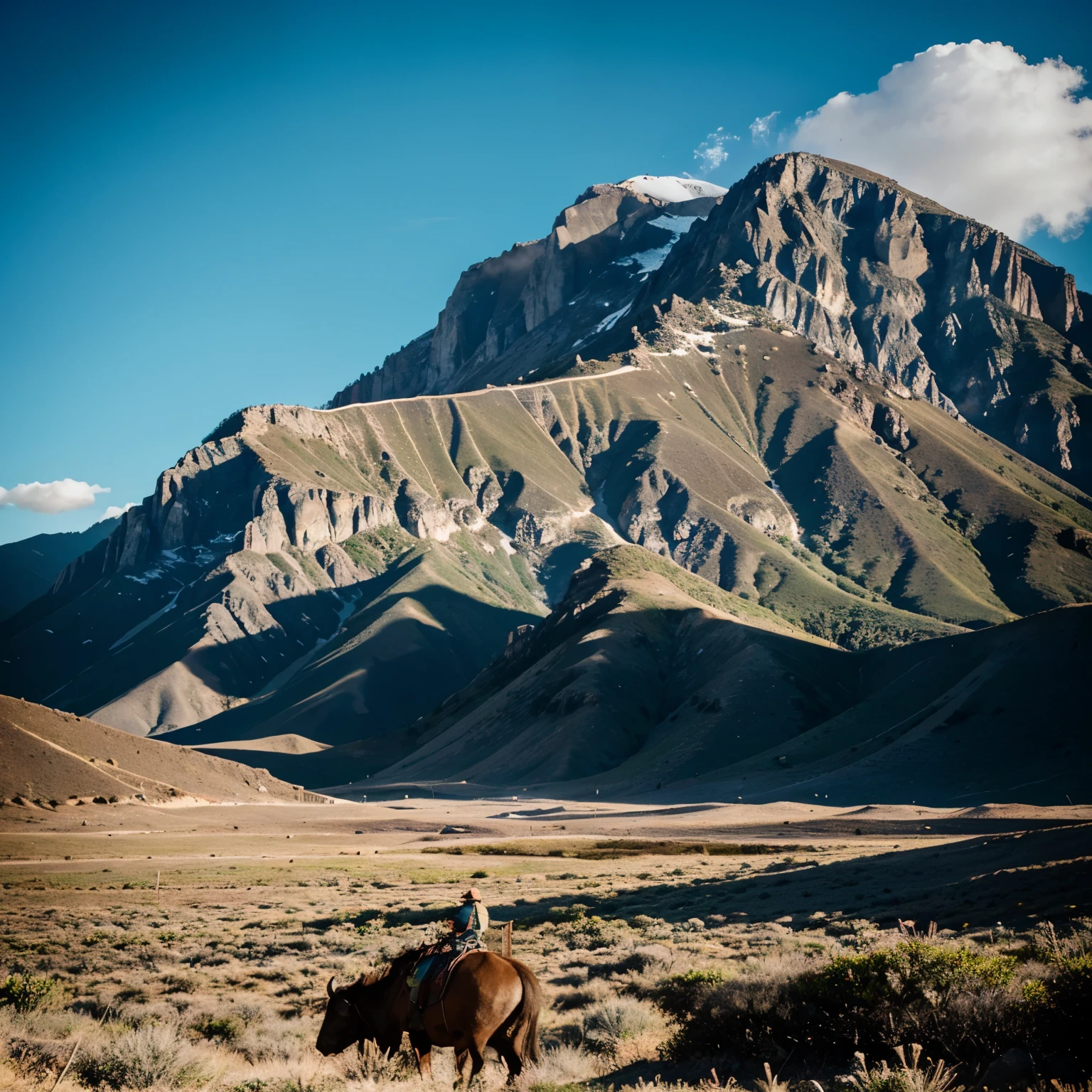 I want the silhouette of a mountain in the background, in front of the mountain on the right side put a maguey and in front of the mountain on the left side put a fighting bull. The image should be the silhouette of the mountain, del maguey y del toro de lidia