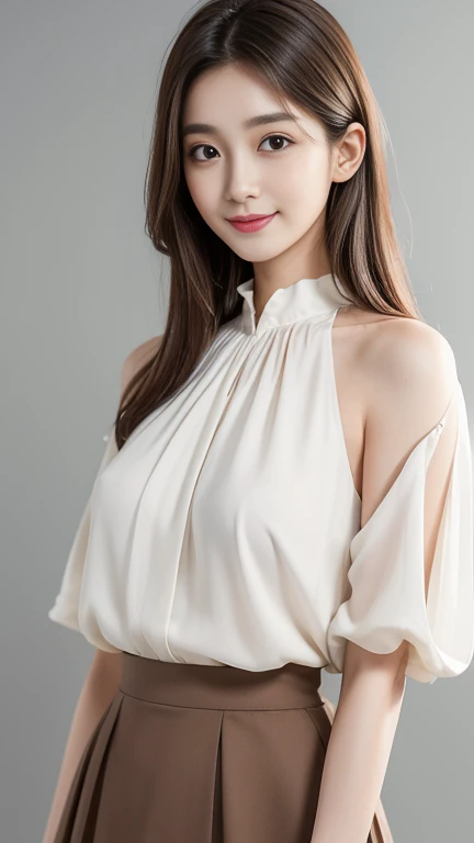 Suggestion: A famous beautiful female TV MC, perfect whole body from head to toe, perfect face, detailed face, beautiful eyes in every detail, Asian styles, whole person looking straight into the camera lens, photographic style, realistic, Aspect ratio 16:9 8k resolution