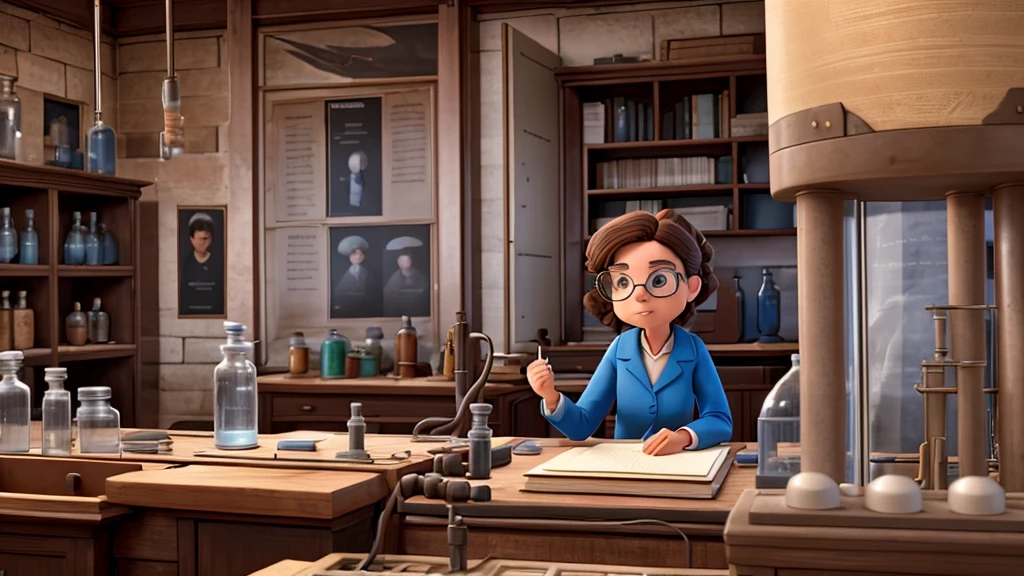 an important scientist about politics, history and philosophy in a old style lab