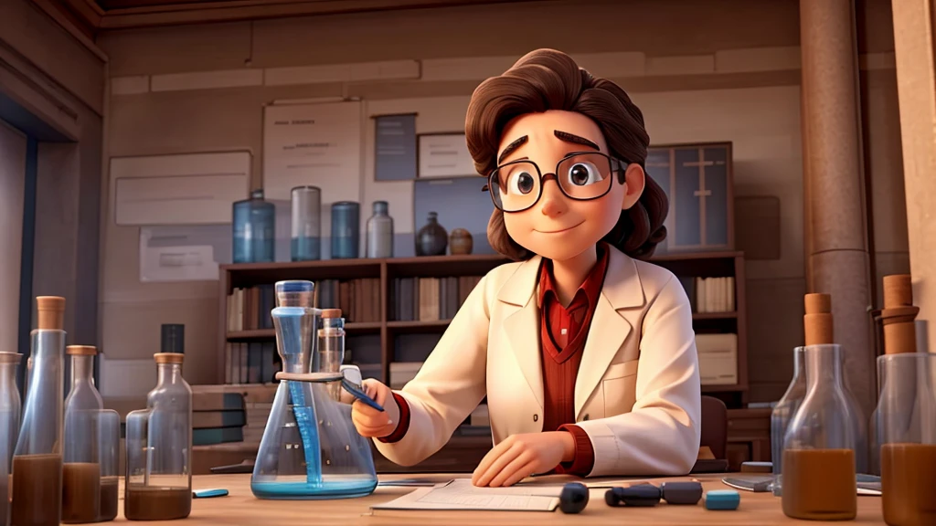 an important scientist about politics, history and philosophy in a old style lab