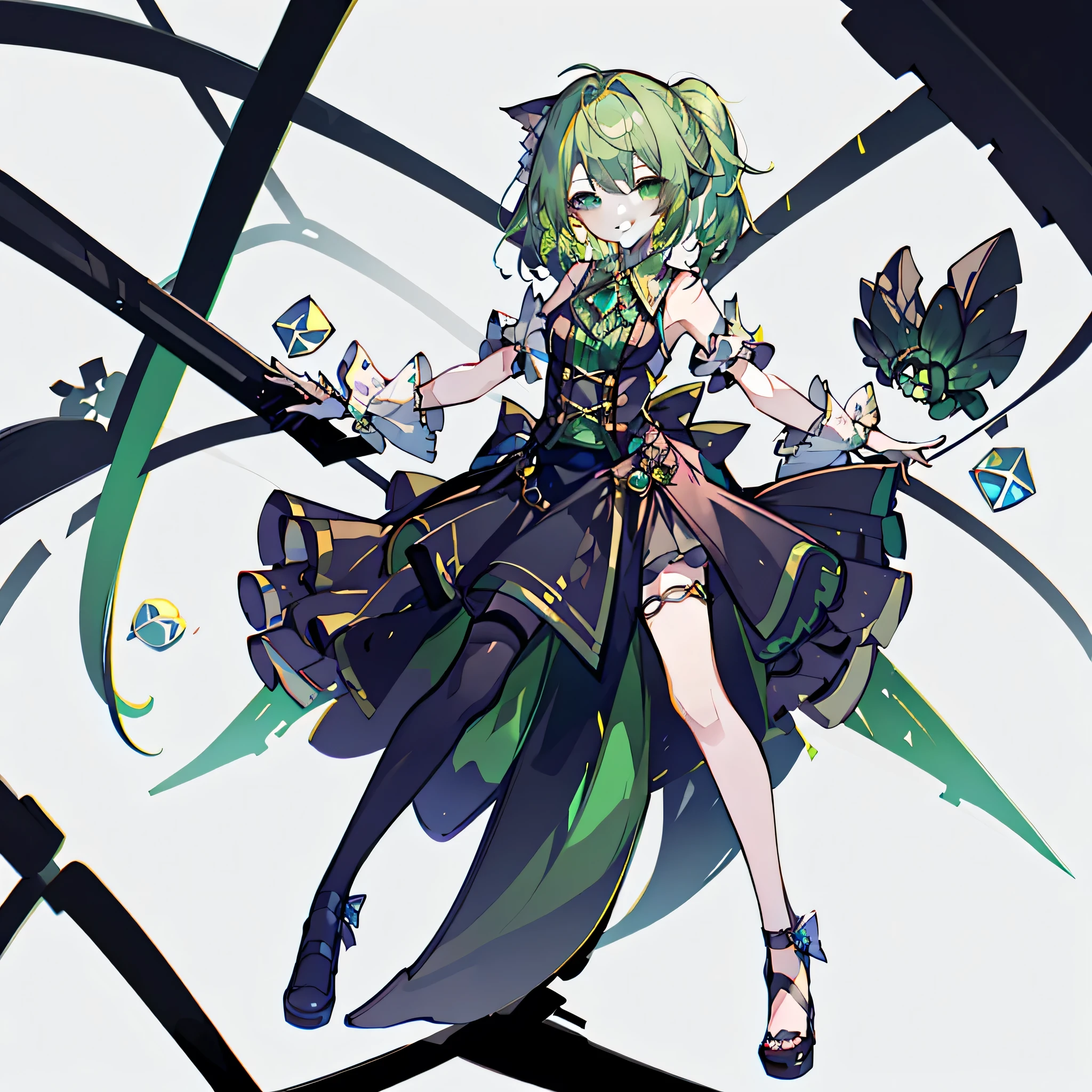 full body Esbian,changeta prostitute,Very gorgeous axisism,Extreme Detail,Rococo style,Elaborate accessories,Complex hairstyles,gem,((green medium Hair)),high side ponytailchange, girl,((Shoulders and arms are exposed)),((Wicked Smile)),Wicked Smile,Wicked Smile,evil smile,full body,whole body,