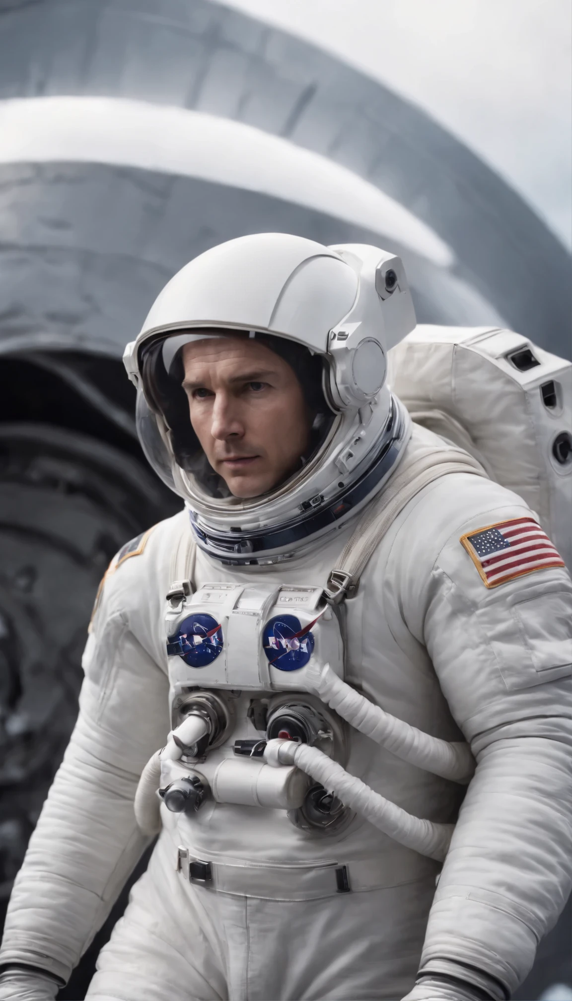 Critically acclaimed films「Interstellar」In the enchanting scene of、Tom Cruise elegantly portrays astronaut Joseph Cooper、They expertly pilot cutting-edge spacecraft.。The highest resolution rendered image is、Tom Cruise in a pure white space suit、Every wrinkle and texture is perfectly detailed。The spacesuit reflects the surrounding light.、Adds a layer of realism to your scene。Concentrating solely on the task at hand、Staring straight at the camera、The figure embodies the dynamic pose of a veteran space explorer in a futuristic sci-fi setting.