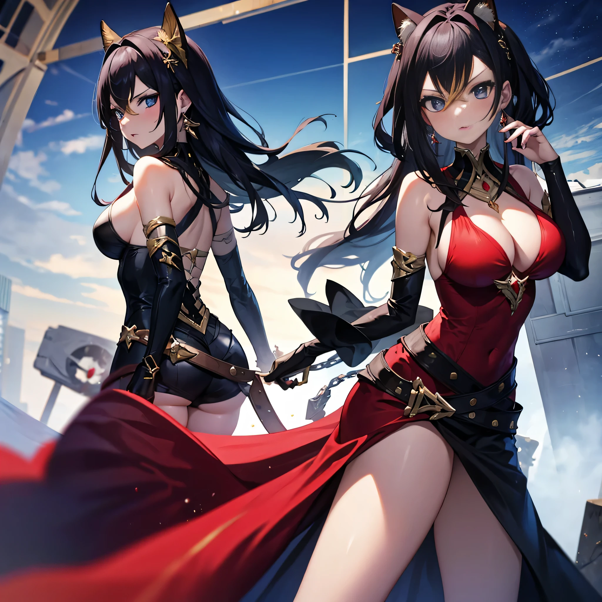 (One person) Sexy woman mixed Erza Scarlet and Dehya design.