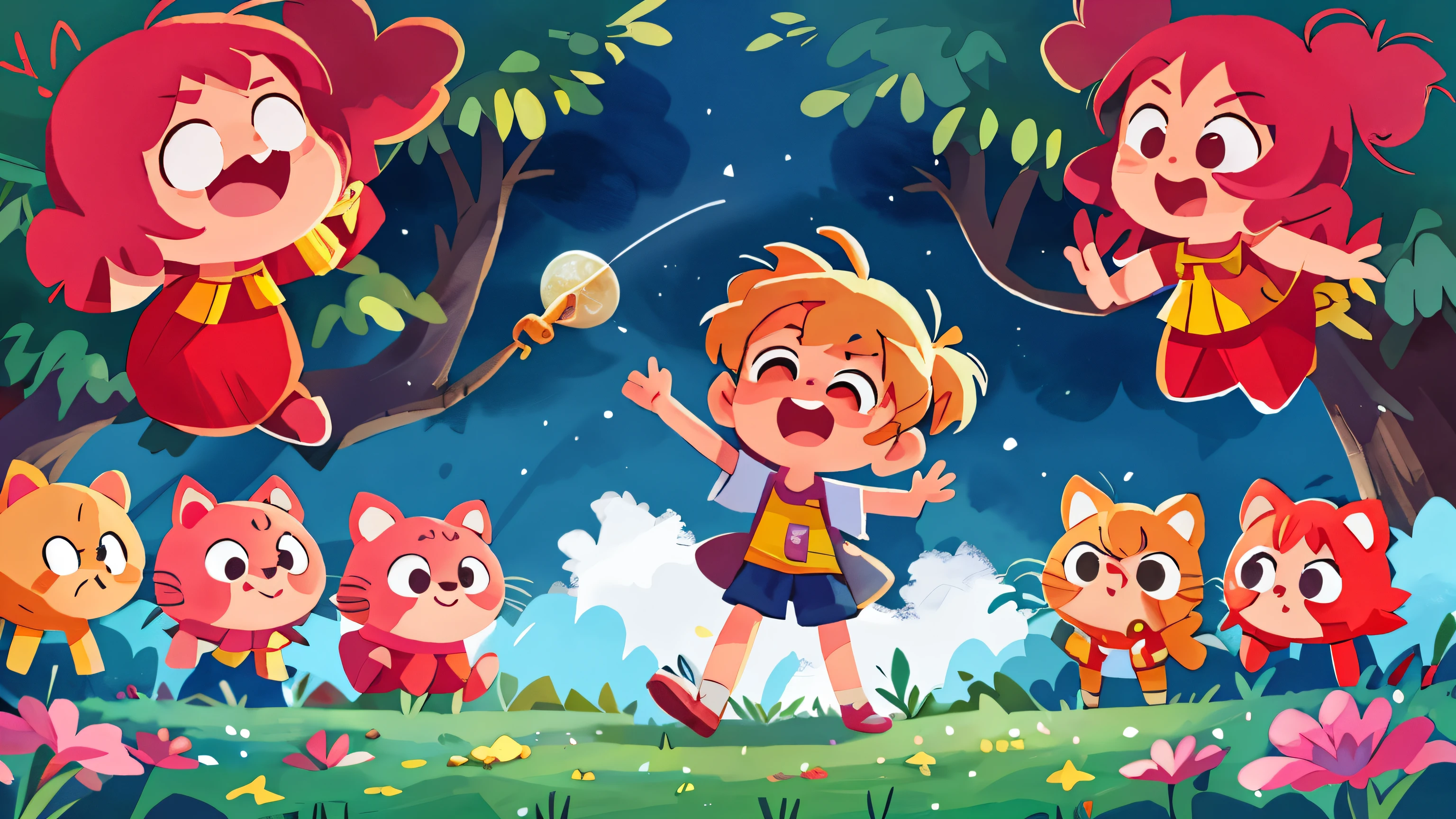 Show the emotions returning triumphantly to Emotionia with kid astrounaut . Illustrate the immediate positive effects, with the Cloud of Forgetfulness dissipating and the planet's vibrancy and harmony being restored.