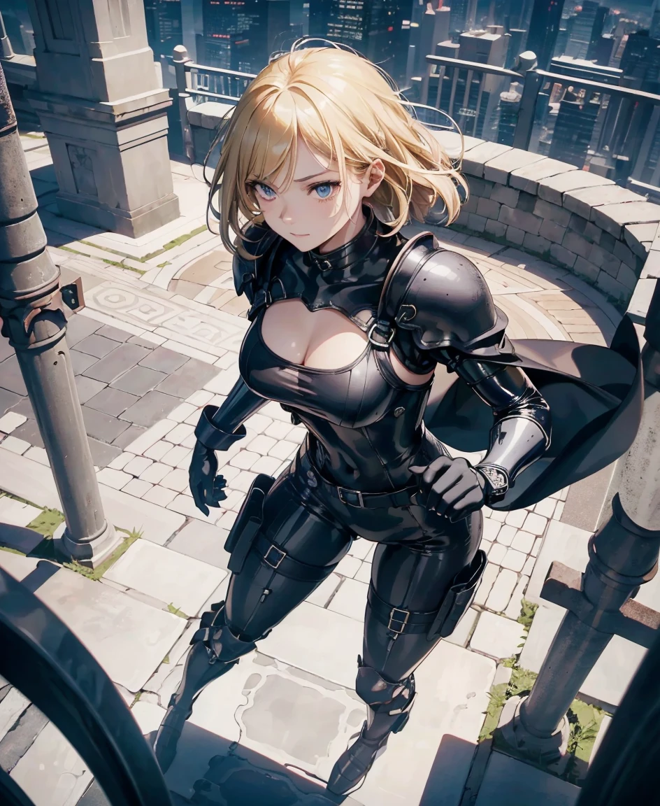 (highest quality,4K,8k,High resolution,masterpiece:1.2),Super detailed,(Realistic,photoRealistic,photo-Realistic:1.37), A Japanese female fighter with a slim build and small face, cute, 1 girl, 18-year-old, ひざまずくPause, Super short black hair, A tight-fitting combat suit in shiny black with a patent leather finish, Tight suit, gloves, Steel City Background, Night lighting, Super detailed, Explicit, Beautiful body, Beautiful Nose, Beautiful character design, Perfect Eyes, Perfect Face, 超High resolution, 4k, Beautiful feet, Perfect Legs, Nice hands, Perfect hands, masterpiece, highest quality, Very detailed, figure, Disorganized, Street Fighter, Doll Suit, Shadaloo Doll, doll suit, Expressionless, Hollow Eyes, Watching the audience, 赤いgloves, Emotionless, black latex, corruption, Mind control, Female Combatant, Full Body, hypnotismにかかった, Unfortunate trance, Full Body suit, Ribbed bodysuit, Arms at your sides, follow, Perfect female body, extremely glossy latex, hypnotism, Hypno Lola, Empty Eyes, Mind control装置, Pauses, Obedient_Pause, Slave, Have, tie, Are standing, Are standing up straight, 注意してAre standing, Have, yellow tie, belt, latex, Ribbed bodysuit, Knee socks, garter belt, Combat Ready, Extend your right arm from your shoulder and reach your hand out into the air., army, Thigh Boots, alone, Classroom of the Elite, ichinose honami, Pink blonde hair, blue eyes, Long Hair, Large Breasts, Wicked Smile, With an evil smile, ((Looking from above)), (masterpiece、highest quality、最High resolution、clear_image、Detailed explanation、(Looking from above)): (Full body portrait、One 20 year old girl、The Face of Japan、Small face、thin、Navy blue super short bob cut hair、(Hidden Small:1.3)、輝くblue eyes、Blue and black shiny pilot suit、Armor to protect the chest、Tight fitting clothes、Clothing that covers the entire body、Shiny clothes、Tight Fit Pants、Hide your skin、Very delicate and beautiful、Detailed skin、hide thighs、Hide your ass、cuteタイプ、A kind smile、Soft look、heroine、headset、Knee-high boots、肘までのgloves、Eye-level shot、Facing forward、Woman on a spaceship)