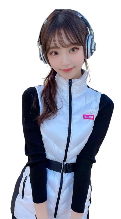 An innocent 20-year-old girl、((White tank top, Dramatic Pose)),smile,break (Spacecraft control room background):2,、break RAW Photos, (8k、highest quality、masterpiece:1.2)、(Intricate details:1.4)、(Realistic:1.4)、Octane Rendering、Complex 3D rendering with ultra-detail, Studio Soft Light, Rim Light, Crisp details, Super detailed, Realistic skin texture, detailed aspects, Beautiful details in the eyes, Highly detailed CG Unity 16k wallpaper, Compensate, (Detailed Background:1.2), Glowing Skin, whole body、(Astro Best):2,(Black long sleeve):5,headphone,Smart Watches,((Stand with your hands folded behind your back、Leaning forward、Top view))