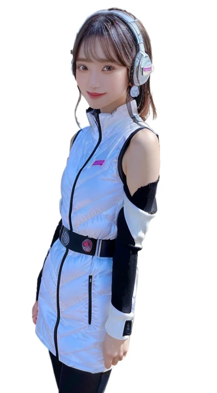 An innocent 20-year-old girl、((White tank top, Dramatic Pose)),smile,break (Spacecraft control room background):2,、break RAW Photos, (8k、highest quality、masterpiece:1.2)、(Intricate details:1.4)、(Realistic:1.4)、Octane Rendering、Complex 3D rendering with ultra-detail, Studio Soft Light, Rim Light, Crisp details, Super detailed, Realistic skin texture, detailed aspects, Beautiful details in the eyes, Highly detailed CG Unity 16k wallpaper, Compensate, (Detailed Background:1.2), Glowing Skin, whole body、(Astro Best):2,(Black long sleeve):5,headphone,Smart Watches,((Stand with your hands folded behind your back、Leaning forward、Top view))