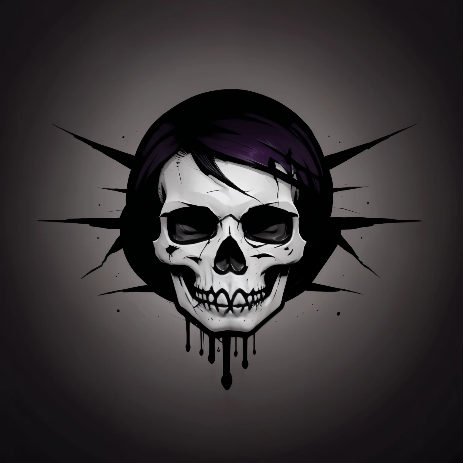 The logo could represent a stylized skull design with elements of ink dripping from the eyes or nasal cavities, formando trazos intrincados que se asemejan a tatuajes. El nombre "Kira Ink" could be creatively integrated into the design, perhaps in a gothic font or with a dark and twisted look. Main color could be black, con detalles en tonos gris, dark red or purple to highlight the creepy theme
