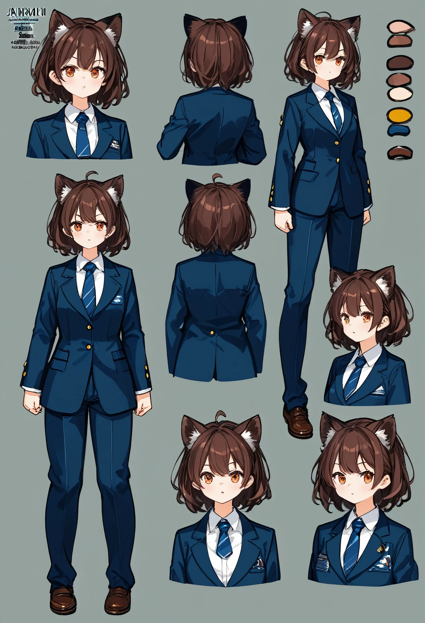 highres, top quality, best quality, paid reward available, High-quality illustrations, unparalleled masterpiece, perfect artwork, absurdres, perfect anatomy, standing kemono boy, three view drawing, front and side and back, character sheet, character design wolf, assorted facial expression, fully posable, neutral pose, extra detailed body, thinking pose, cool pose(highly detailed figure)complete detailed body, anime character,