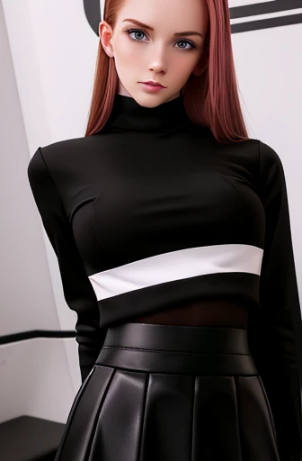 cyberposh aesthetic, ??????????? armor, long black skirt, cleavage, dark ginger, irish genes, sharp scottish nose, subtle sexy sigh, pink skin, 20 year old, boy thin face, ginger, high forehead, skinny female magician, slender body, beautiful young woman face, tired eyes, slightly red, fair skinned, sexual hunger, consistent face