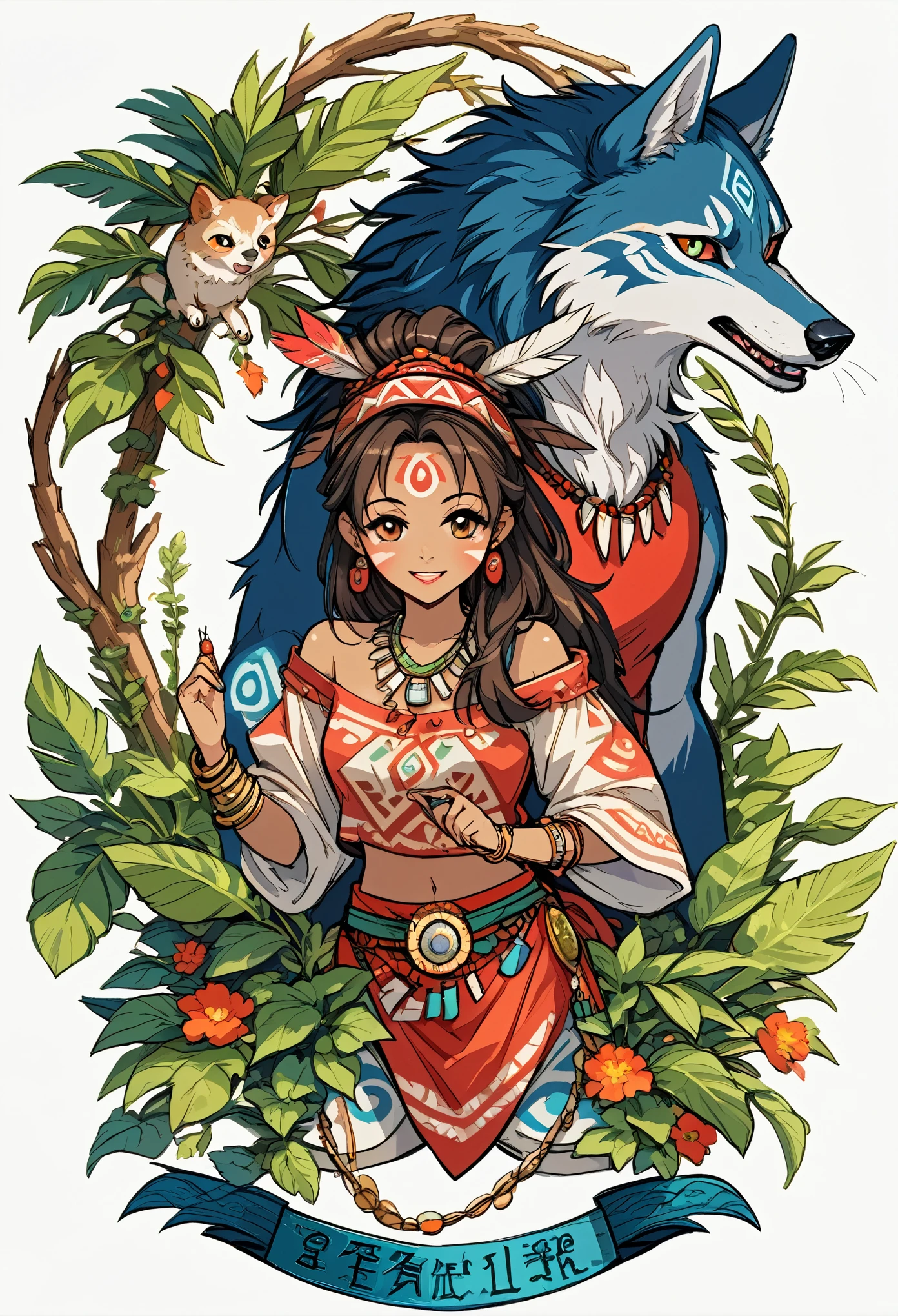8k, Tribal Spirit animals, A t-shirt design inspired by tribal art and folklore, featuring intricately detailed spirit animals such as wolves, The design incorporates geometric patterns and bold linework to create a striking and powerful composition, white background,