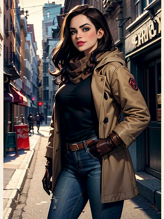 Krysten Ritter、(masterpiece:1.0)、(highest quality:1.2)、(Dark Shot:1.3)、Classic Rogue、1991 Rogue X-Men、1 girl、Only one person、Head to Toe、standing on street corner、Elegant pose、(clothing: Brown winter coat、Brown hood、Down lining、White scarf、gloves、jeans) Medium Hair、Brown Hair、Wavy Hair、1 grey hair、Green Eyeischievous look、Grin、Spread your lips、Red lipstick、Heavy makeup、Confident expression、Backlight、(realism: 1.5)、(realism: 1.4)、(Messy: 1.4)、8k、Very detailed、Detailed beautiful woman、(background: midnight、It&#39;s snowing、Downtown New York、Snowy Night)、Official Art、Very detailedな CG Unity 8k 壁紙、Perfect lighting、colorful、超High resolution、photograph、8k、High resolution、Kodak Portrait 400、Film Grain、ぼやけたbackground、(Bokeh:1.2)、(Bright colors:1.2)、Film Grain:1.2、(warm color、warm colorトーン:1.2)、(カラーphotograph)、プロのphotograph