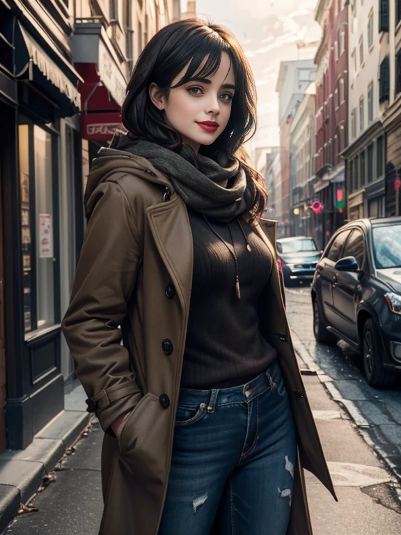Krysten Ritter、(masterpiece:1.0)、(highest quality:1.2)、(Dark Shot:1.3)、Classic Rogue、1991 Rogue X-Men、1 girl、Only one person、Head to Toe、standing on street corner、Elegant pose、(clothing: Brown winter coat、Brown hood、Down lining、White scarf、gloves、jeans) Medium Hair、Brown Hair、Wavy Hair、1 grey hair、Green Eyeischievous look、Grin、Spread your lips、Red lipstick、Heavy makeup、Confident expression、Backlight、(realism: 1.5)、(realism: 1.4)、(Messy: 1.4)、8k、Very detailed、Detailed beautiful woman、(background: midnight、It's snowing、Downtown New York、Snowy Night)、Official Art、Very detailedな CG Unity 8k 壁紙、Perfect lighting、colorful、超High resolution、photograph、8k、High resolution、Kodak Portrait 400、Film Grain、ぼやけたbackground、(Bokeh:1.2)、(Bright colors:1.2)、Film Grain:1.2、(warm color、warm colorトーン:1.2)、(カラーphotograph)、プロのphotograph