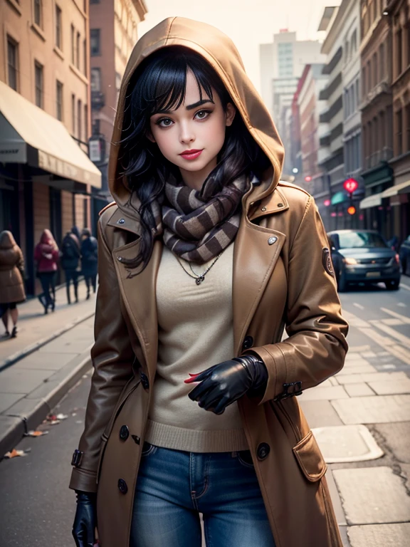 Krysten Ritter、(masterpiece:1.0)、(highest quality:1.2)、(Dark Shot:1.3)、Classic Rogue、1991 Rogue X-Men、1 girl、Only one person、Head to Toe、standing on street corner、Elegant pose、(clothing: Brown winter coat、Brown hood、Down lining、White scarf、gloves、jeans) Medium Hair、Brown Hair、Wavy Hair、1 grey hair、Green Eyeischievous look、Grin、Spread your lips、Red lipstick、Heavy makeup、Confident expression、Backlight、(realism: 1.5)、(realism: 1.4)、(Messy: 1.4)、8k、Very detailed、Detailed beautiful woman、(background: midnight、It&#39;s snowing、Downtown New York、Snowy Night)、Official Art、Very detailedな CG Unity 8k 壁紙、Perfect lighting、colorful、超High resolution、photograph、8k、High resolution、Kodak Portrait 400、Film Grain、ぼやけたbackground、(Bokeh:1.2)、(Bright colors:1.2)、Film Grain:1.2、(warm color、warm colorトーン:1.2)、(カラーphotograph)、プロのphotograph