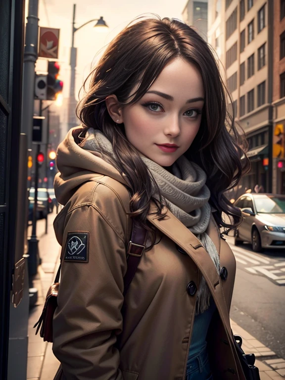 Olivia Wilde、(masterpiece:1.0)、(highest quality:1.2)、(Dark Shot:1.3)、Classic Rogue、1991 Rogue X-Men、1 girl、Only one person、Head to Toe、standing on street corner、Elegant pose、(clothing: Brown winter coat、Brown hood、Down lining、White scarf、gloves、jeans) Medium Hair、Brown Hair、Wavy Hair、1 grey hair、Green Eyeischievous look、Grin、Spread your lips、Red lipstick、Heavy makeup、Confident expression、Backlight、(realism: 1.5)、(realism: 1.4)、(Messy: 1.4)、8k、Very detailed、Detailed beautiful woman、(background: midnight、It&#39;s snowing、Downtown New York、Snowy Night)、Official Art、Very detailedな CG Unity 8k 壁紙、Perfect lighting、colorful、超High resolution、photograph、8k、High resolution、Kodak Portrait 400、Film Grain、ぼやけたbackground、(Bokeh:1.2)、(Bright colors:1.2)、Film Grain:1.2、(warm color、warm colorトーン:1.2)、(カラーphotograph)、プロのphotograph