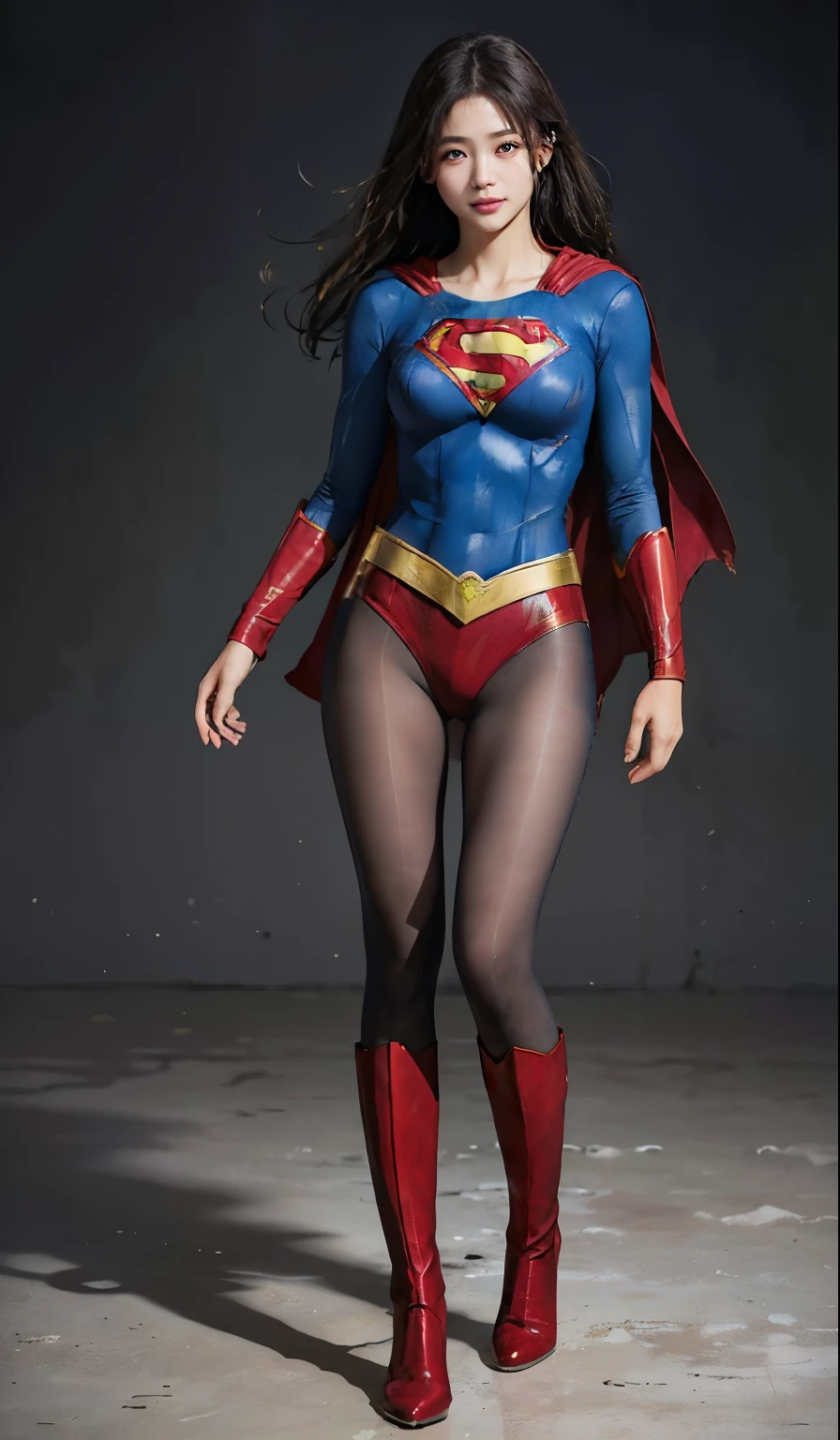 No background、(((Beautiful legs in black tights.)))、(((Legally express the beauty of your smile)))、((((Make the most of your original images)))、(((Supergirl Costume)))、(((Beautiful Hair)))、(((suffering)))、(((Please wear black tights....、Wear red boots)))、((Best image quality、8k))、((highest quality、8k、masterpiece:1.3))、(((Preserve background )))、Sharp focus:1.2、Beautiful woman with perfect figure:1.4、Slim Abs:1.2、Wet body:1.5、Highly detailed face and skin texture、8k