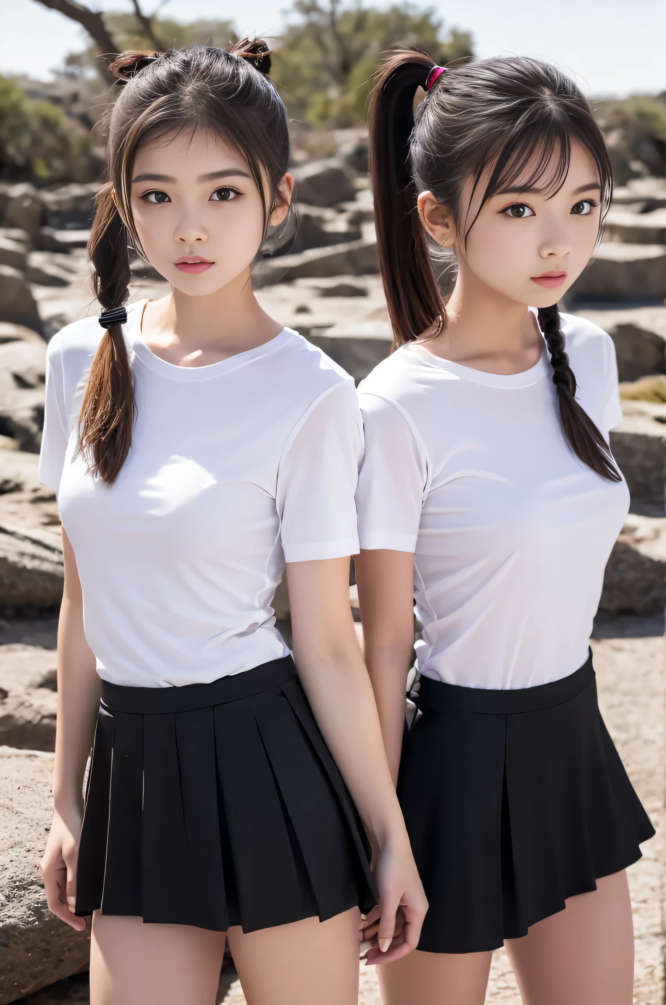 young,(mini skirt),T-Shirts, Girls,Delicate body, body,Delicate body,,Small breasts,short,Black-haired,Twin tails,ponytail,Dry riverbed