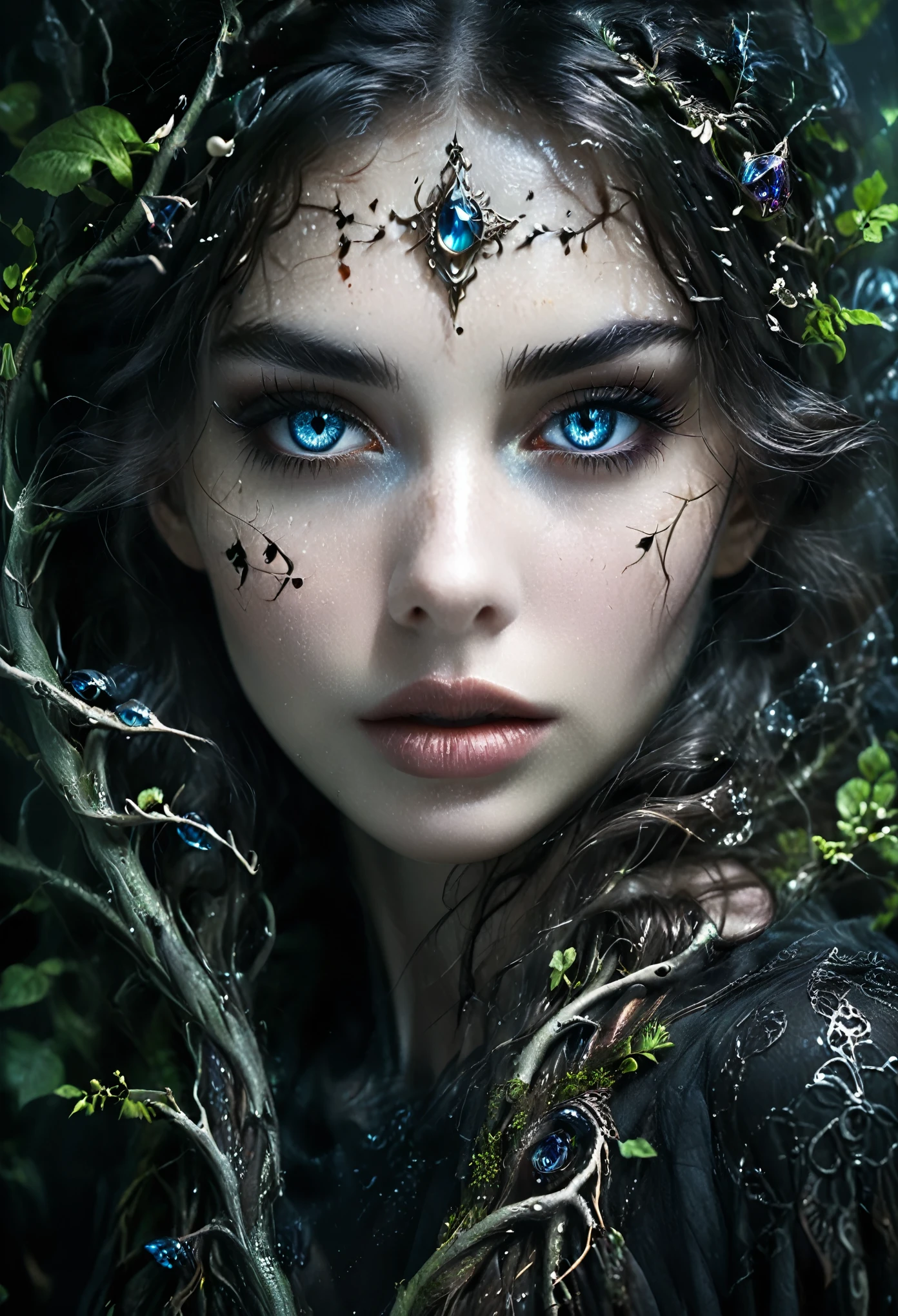 (best quality,4k,8k,highres,masterpiece:1.2),ultra-detailed,(realistic,photorealistic,photo-realistic:1.37),mujer,beautiful detailed eyes,beautiful detailed lips,extremely detailed eyes and face,longeyelashes,mysticism,dark atmosphere,mysterious aura,ethereal glow,intricate patterns,del inframundo,underworld theme,ominous shadows,strange creatures,hyper-detailed textures,HD 8K,mythical symbols,foreboding landscape,enchanted forest,ghostly figures,oddly distorted shapes,uncanny beauty,haunting presence,mesmerizing gaze,twisted branches,whispering wind,sublime darkness,transcendent colors,imposing presence,otherworldly beauty,majestic aura,supernatural elements,ethereal beings,hauntingly beautiful,mystical energy,unearthly tranquility,alluring darkness,veil of mystery,veiled figures,hidden secrets,supernatural allure,surreal atmosphere,secrets of the underworld,hauntingly alluring,charismatic darkness,otherworldly radiance,spectral figures
