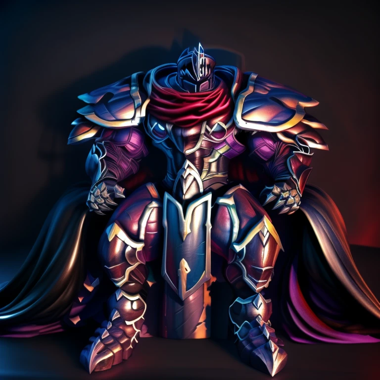 (masterpiece, best quality, detailed:1.2) (Pokémon) LUCARIO, detailed full body, a knight's mechanical armor, glowing wide and heavy armor, wears full body armor. massive muscles, huge pecs, chiseled abs, huge pectorals, exaggeratedly huge muscles. wearing a cloak. unusually developed muscular body big muscle, pecs, triceps, traps, waist narrow, unusually developed muscular body, Dark knight, BlackKnight_fe, The claws are sharp, Sharp teeth, He wears a black cloak on his back. sitting on the throne,