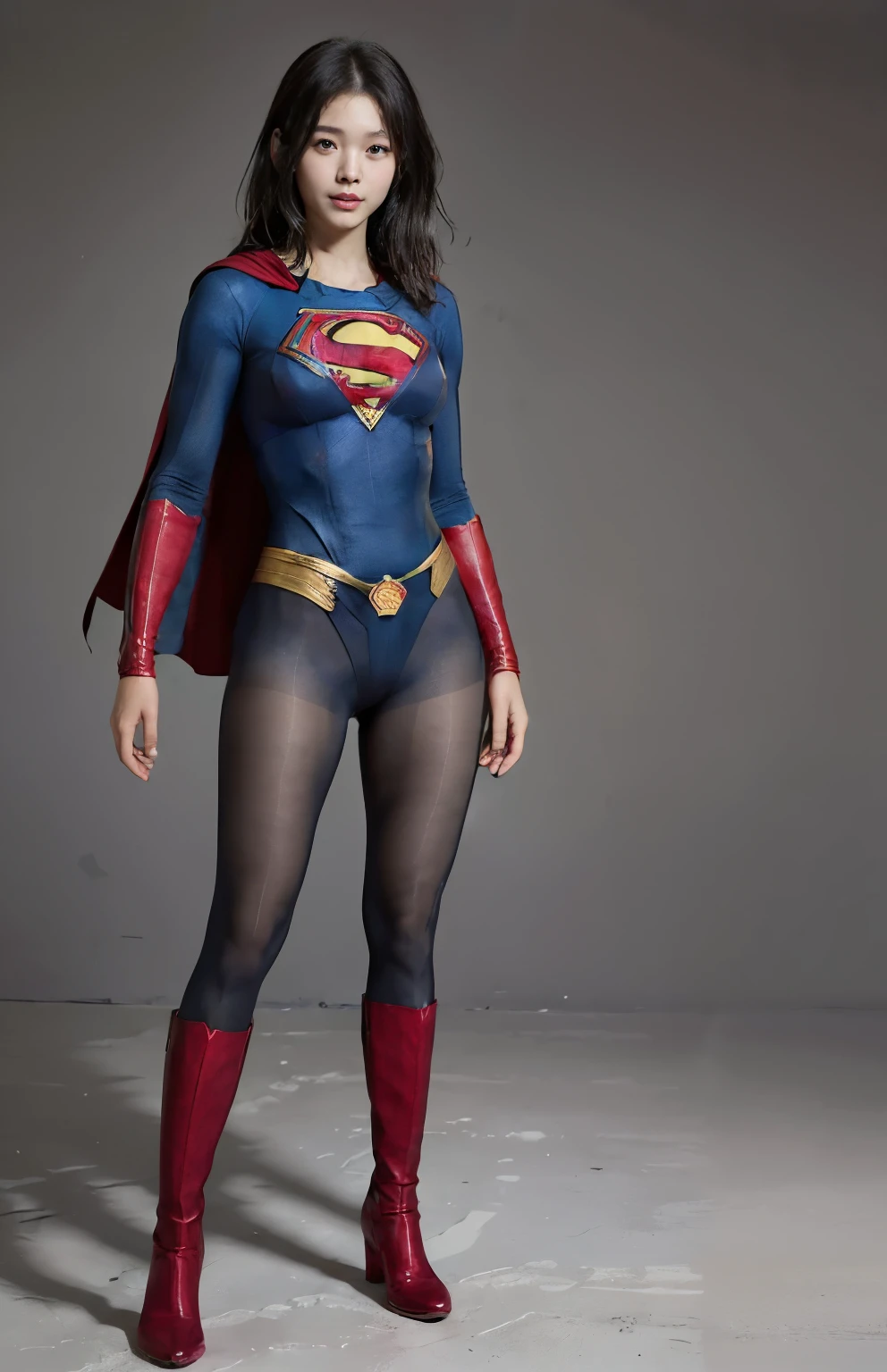 No background、(((Beautiful legs in black tights.)))、(((Legally express the beauty of your smile)))、((((Make the most of your original images)))、(((Body-hugging Supergirl costume)))、(((Supergirl Costume)))、(((Beautiful short bob hair)))、(((suffering)))、(((Please wear black tights....、Wear red boots)))、((Best image quality、8k))、((highest quality、8k、masterpiece:1.3))、(((Preserve background )))、Sharp focus:1.2、Beautiful woman with perfect figure:1.4、Slim Abs:1.2、Wet body:1.5、Highly detailed face and skin texture、8k