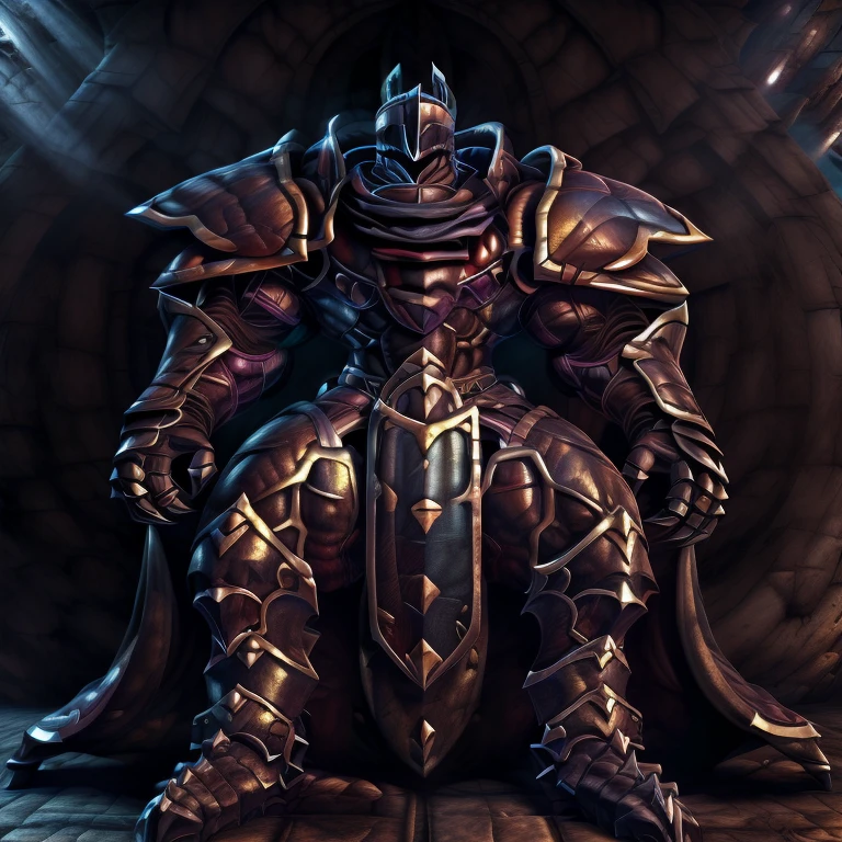 (masterpiece, best quality, detailed:1.2) (Pokémon) LUCARIO, detailed full body, a knight's mechanical armor, glowing wide and heavy armor, wears full body armor. massive muscles, huge pecs, chiseled abs, huge pectorals, exaggeratedly huge muscles. wearing a cloak. unusually developed muscular body big muscle, pecs, triceps, traps, waist narrow, unusually developed muscular body, Dark knight, BlackKnight_fe, The claws are sharp, Sharp teeth, He wears a black cloak on his back. sitting on the throne,