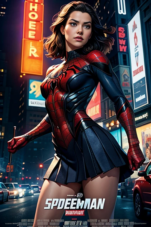 ヘイデン・パネッティーアマーベルコミックの映画Poster、so beautiful、Movies about Spider-Man、sexy、whole body、Wearing a skirt、Premiere Date、Poster、belly buttonを突き出す、new york、She's wearing a ripped Spiderman suit、The suit is torn、Wearing a skirt、Red and black color scheme、dynamic、masterpiece、highest quality、Super detailed、Very detailed、Delicate and beautiful shine、Ultra-high resolution、Cinematic、break、breakドロップ、(Torn clothes:1.5)、(Wet clothes:1.4)、Bare shoulders、Real Rain、Wet Hair、belly button、Exposed Skin、sexyな肩を披露