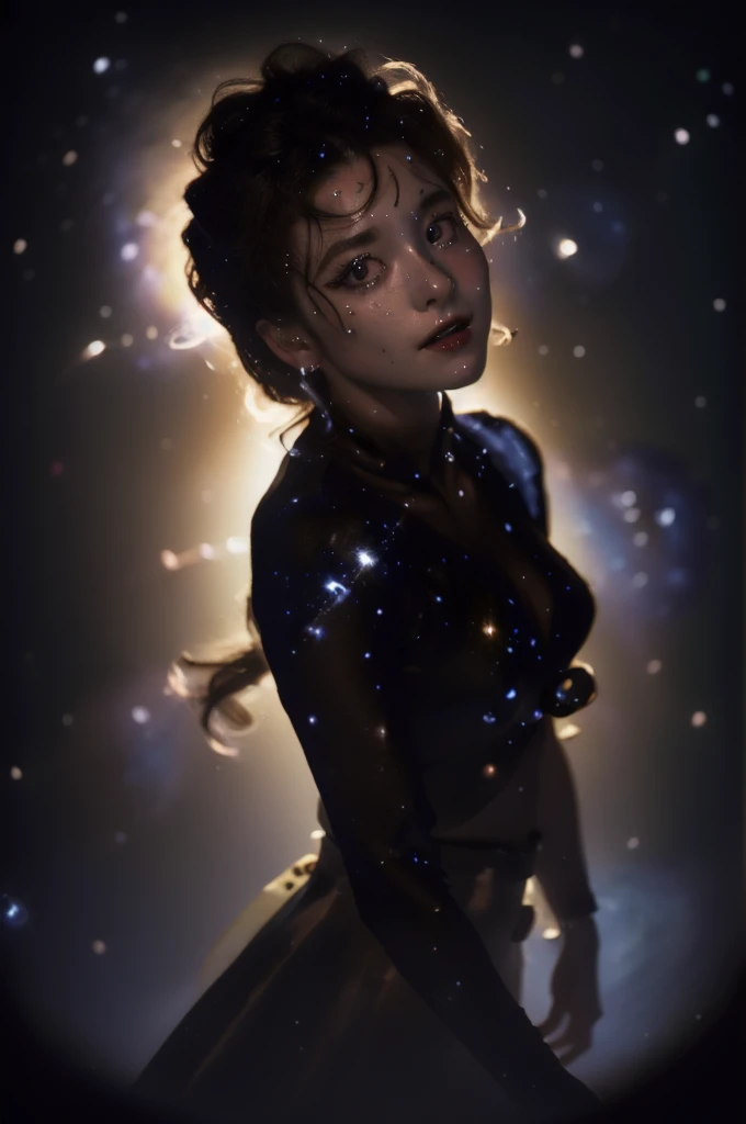 8k,High resolution,Absurd,masterpiece,highest quality,original,Highly detailed CG,Highly detailed wallpaper,Perfect lighting,One girl,一人in,Blurred_background,Looking_in_Audience,Take to the stage,
Highsplen,silhouette,Milky Way,nebula,Fantasy,Shine,